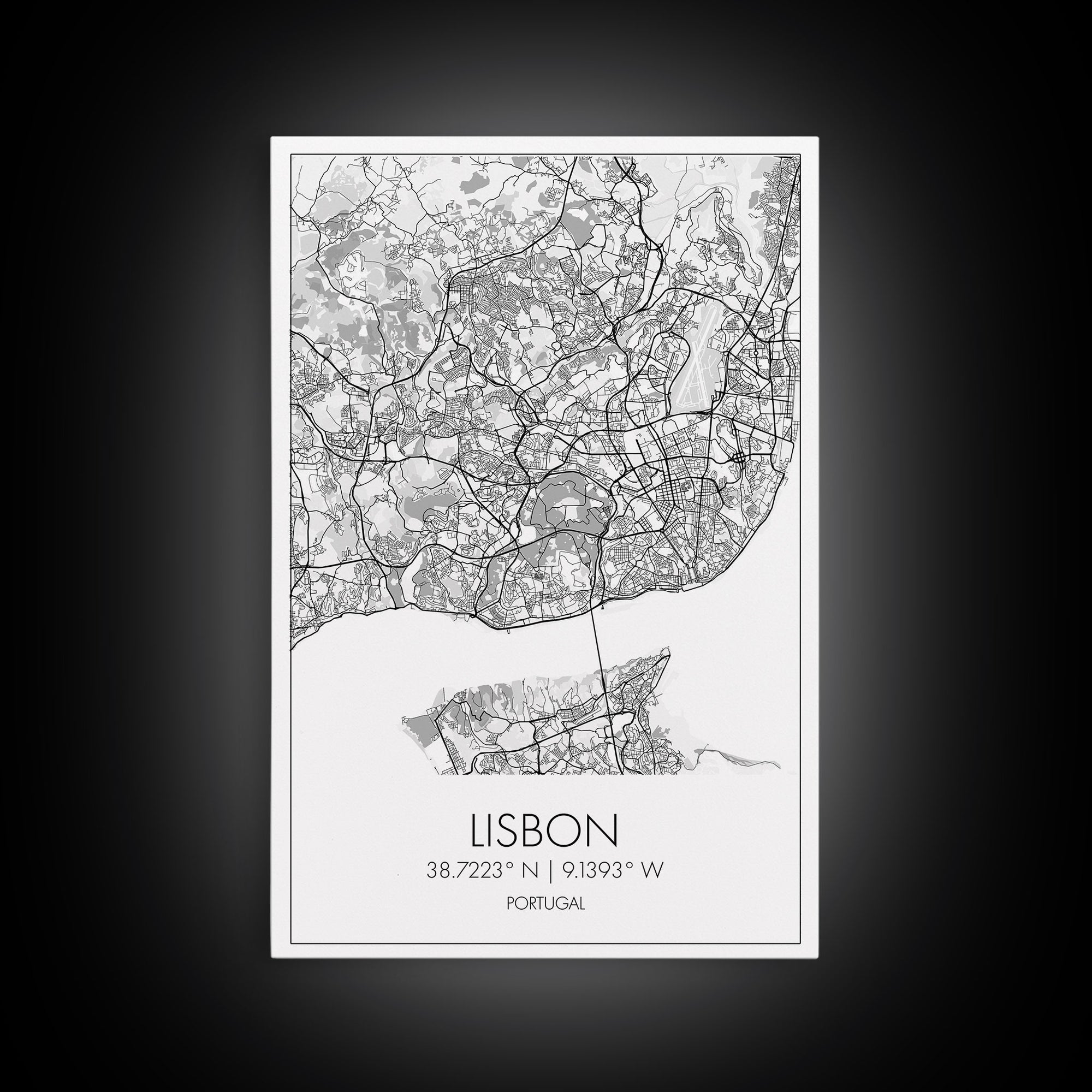 Lisbon Street Map, Portugal Map, City Map Art, Modern Wall Art, Wall Art, Canvas Print, Travel Décor, Above Bed Art, Gift For Couples