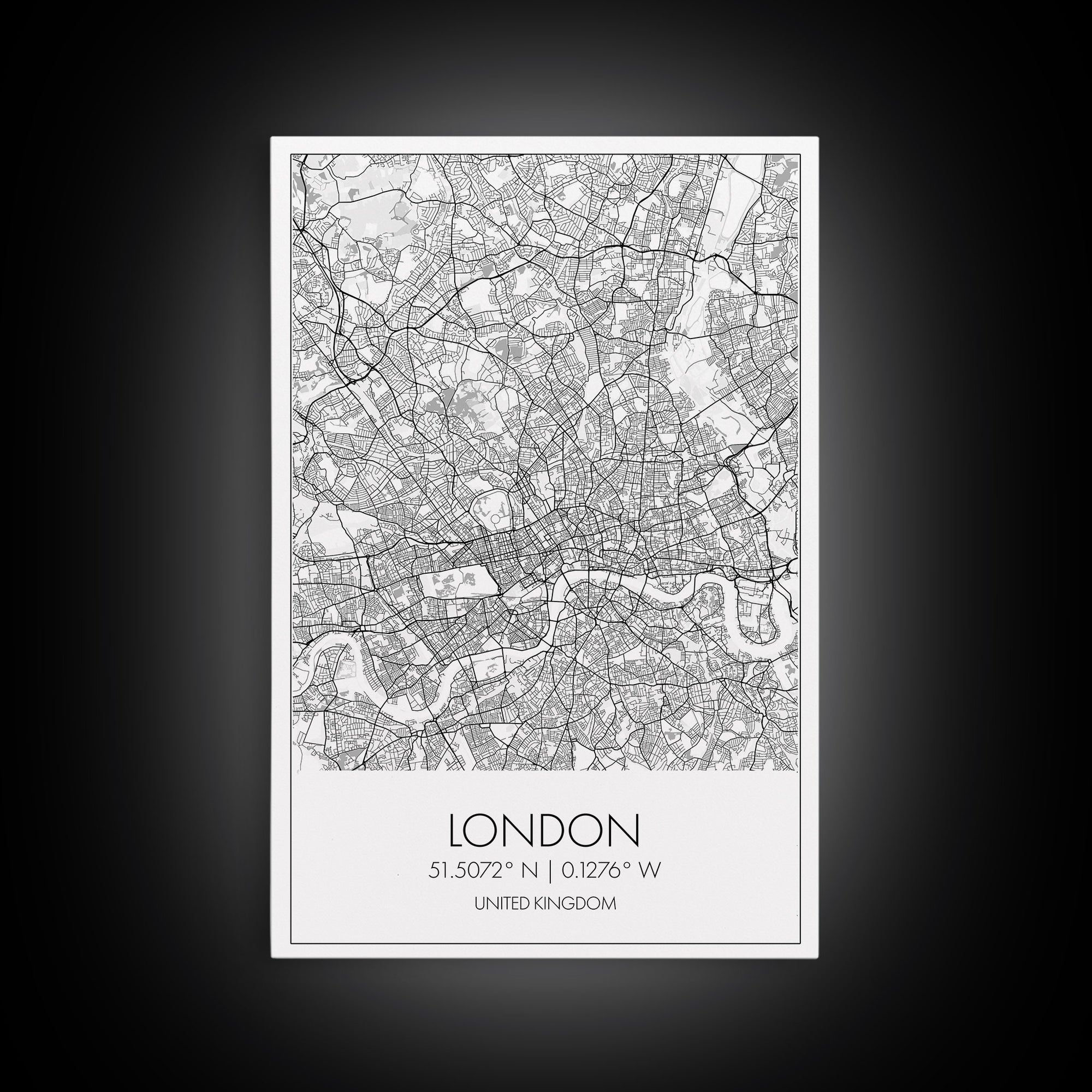 London Street Map, United Kingdom Map, City Map Art, Modern Wall Art, Wall Art, Canvas Print, Travel Art, Home Wall Décor, Bon Voyage Gift