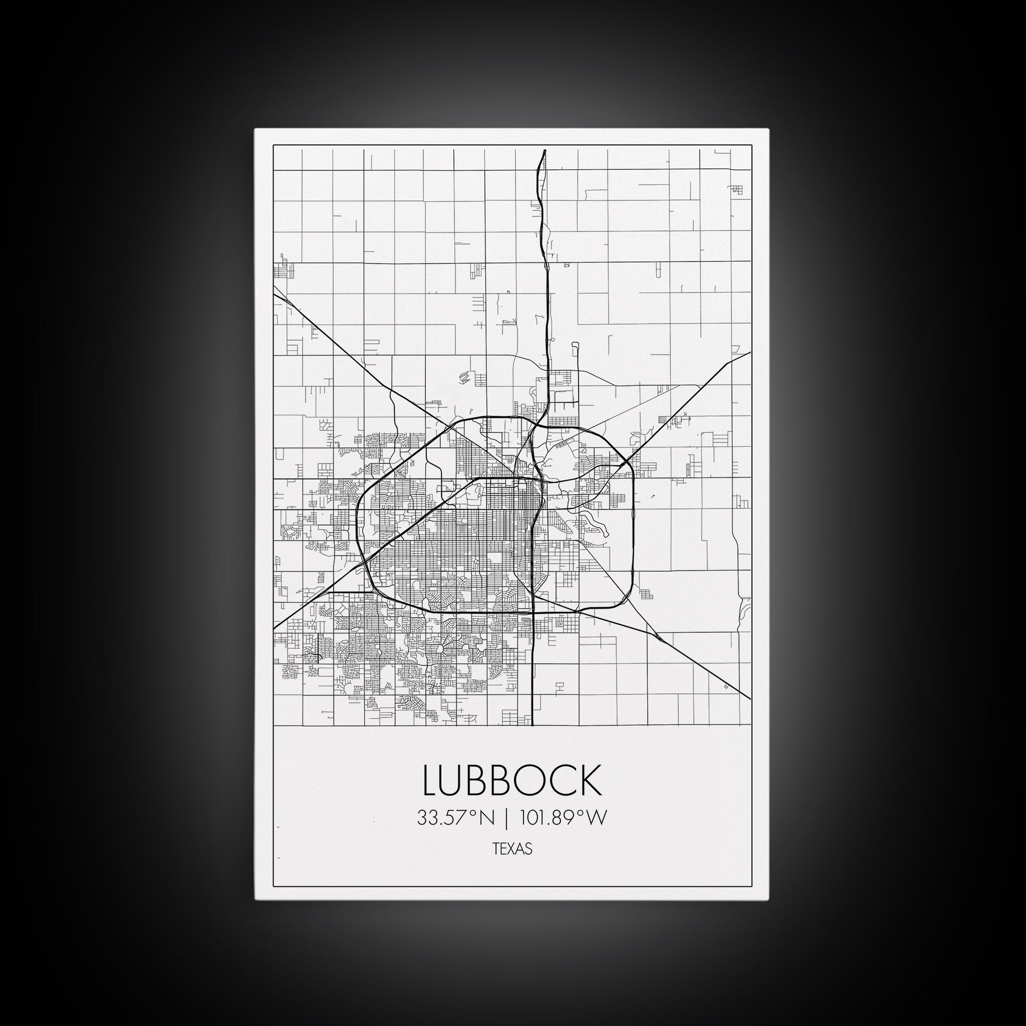 Lubbock Street Map, Texas Map, City Map Art, Modern Art, Wall Art, Canvas Print, Travel Print, Farmhouse Wall Décor, Boyfriend Gift