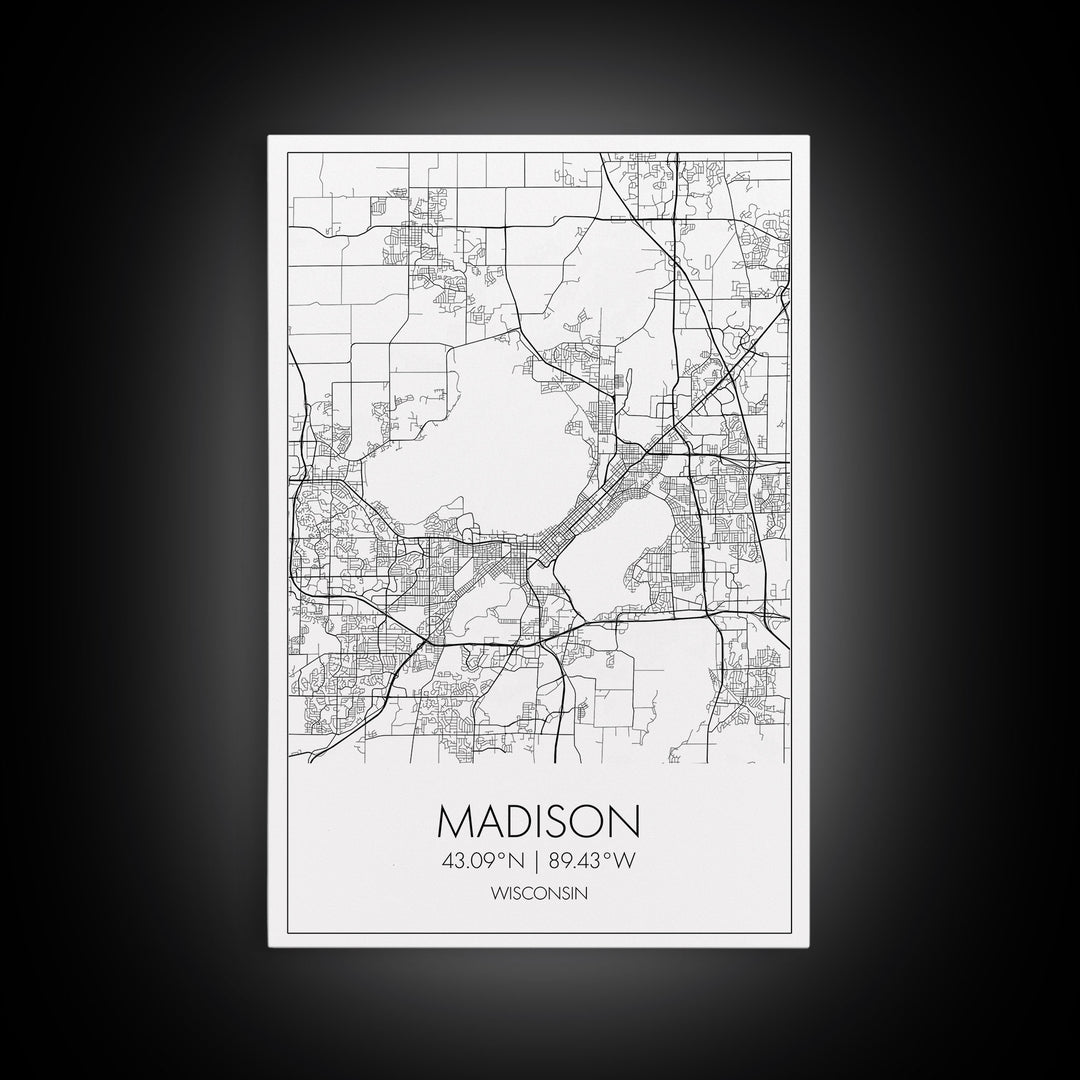 Madison Street Map, Wisconsin Map, City Map Art, Modern Art, Wall Art, Canvas Print, Bedroom Wall Art, Travel Wall Print, Gift For Men