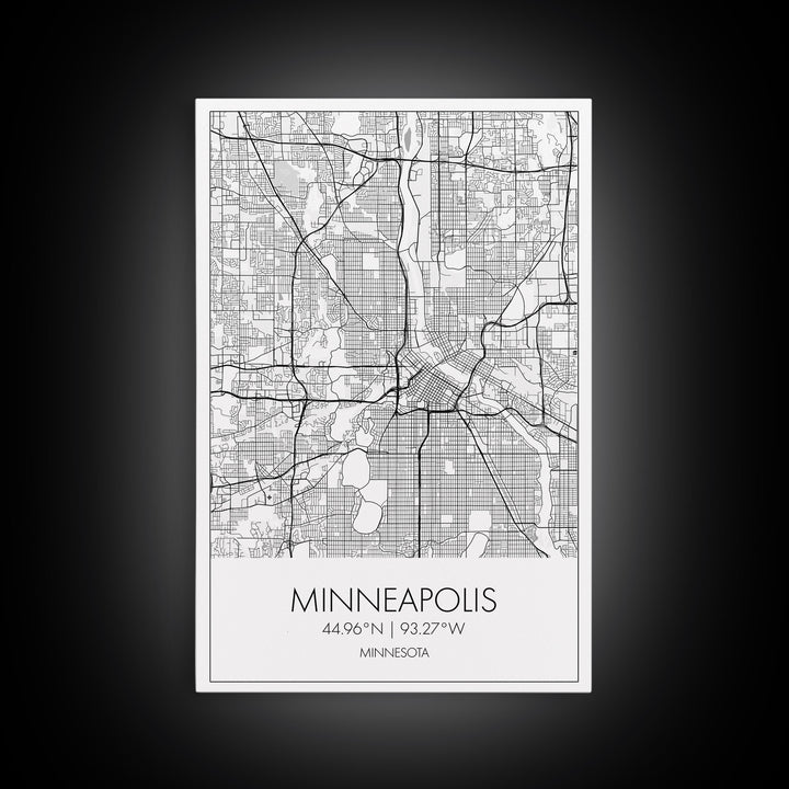Minneapolis Street Map, Minnesota Map, City Map Art, Modern Art, Wall Art, Canvas Print, Travel Print, Master Bedroom Art, Graduation Gift