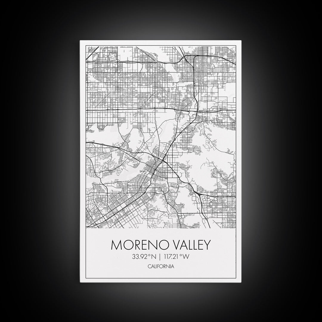 Moreno Valley Street Map, California Map, City Map Art, Modern Art, Wall Art, Canvas Print, Wall Art For Bedroom, Couple Gift, Travel Print