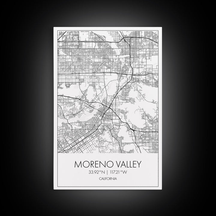 Moreno Valley Street Map, California Map, City Map Art, Modern Art, Wall Art, Canvas Print, Wall Art For Bedroom, Couple Gift, Travel Print
