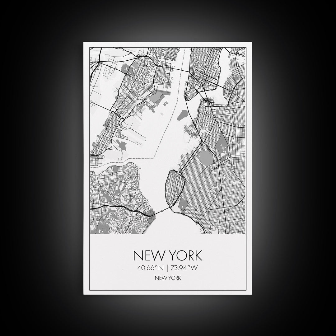 New York Street Map, New York Map, City Map Art, Modern Art, Wall Art, Canvas Print, Home Office Art, Unique Travel Gifts, Travel Wall Print