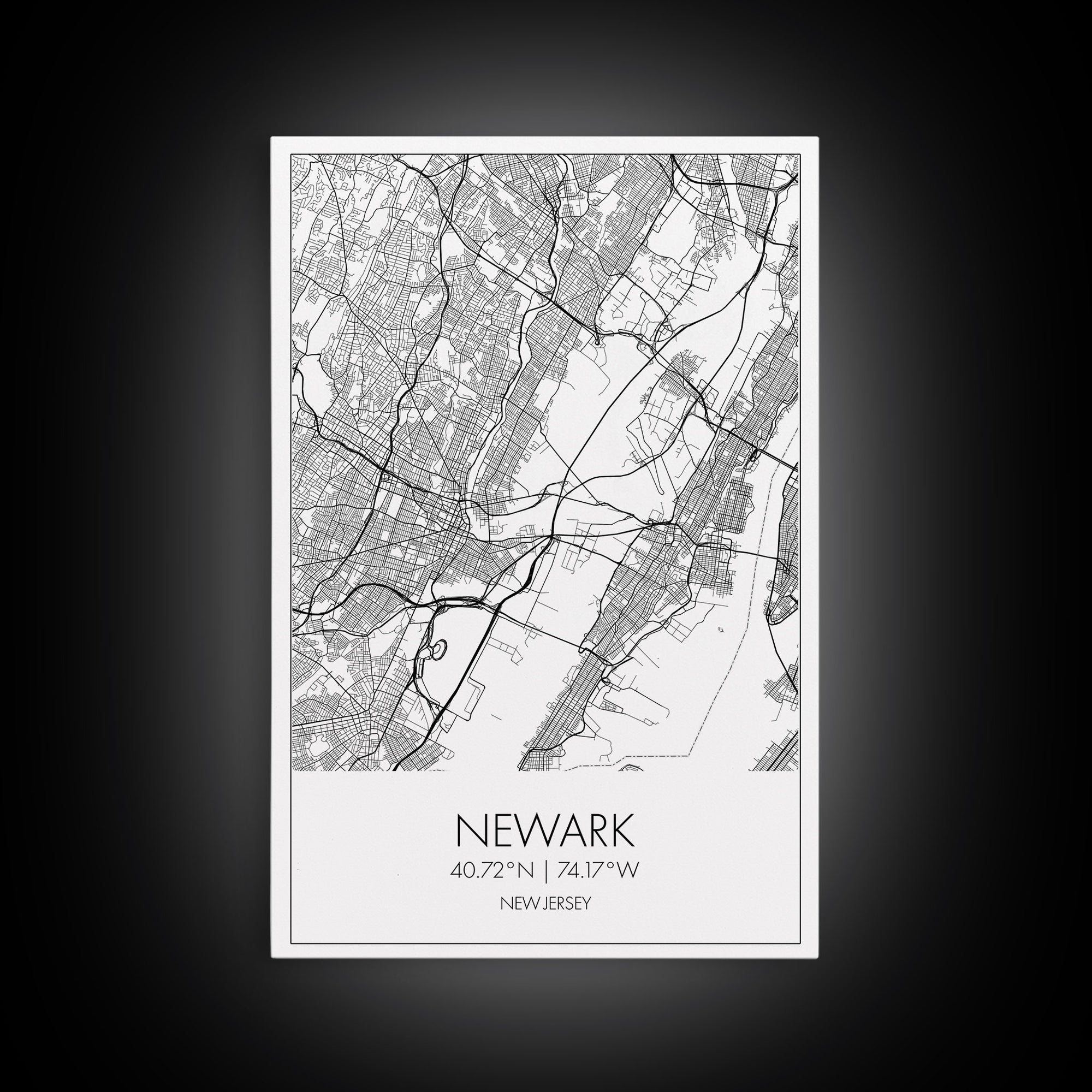 Newark Street Map, New Jersey Map, City Map Art, Modern Art, Wall Art, Canvas Print, Living Room Art, Best Friends Gift, Travel Art