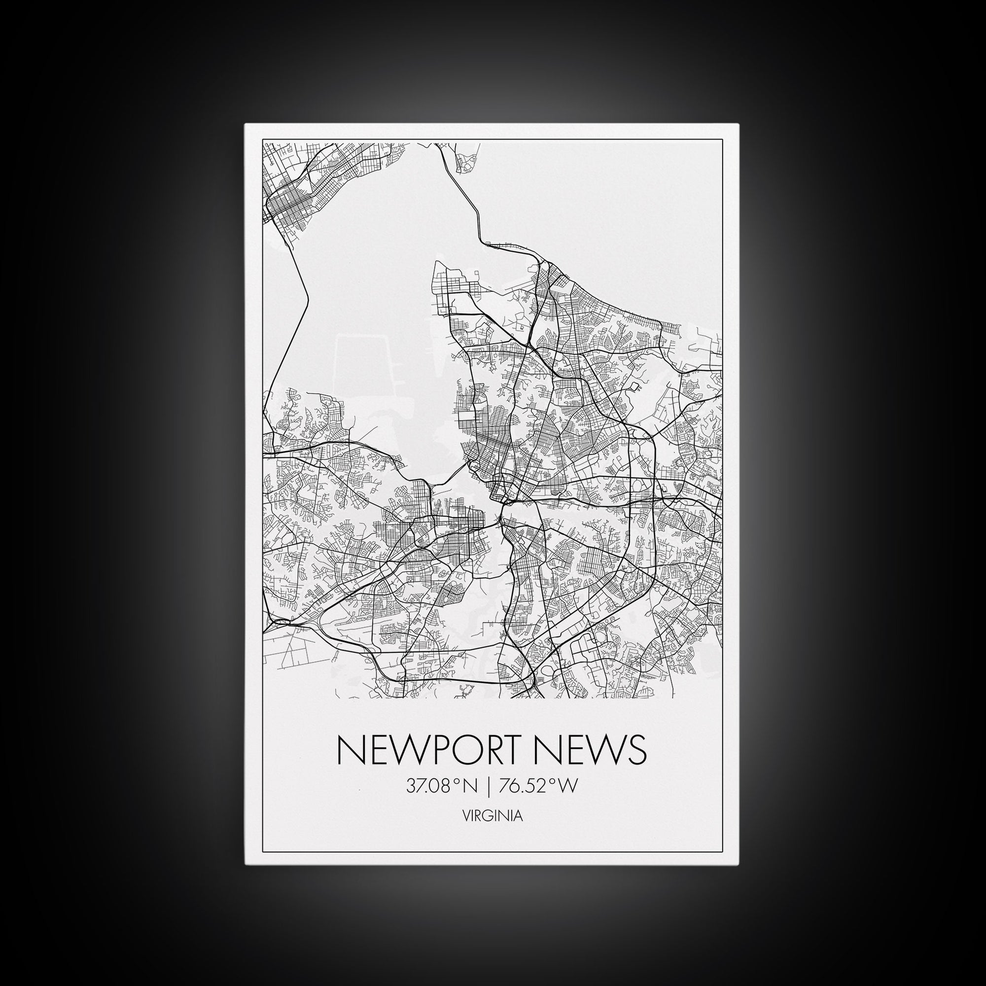 Newport News Street Map, Virginia Map, City Map Art, Modern Art, Wall Art, Canvas Print, Home Wall Décor, Girl Graduation Gift, Travel Art