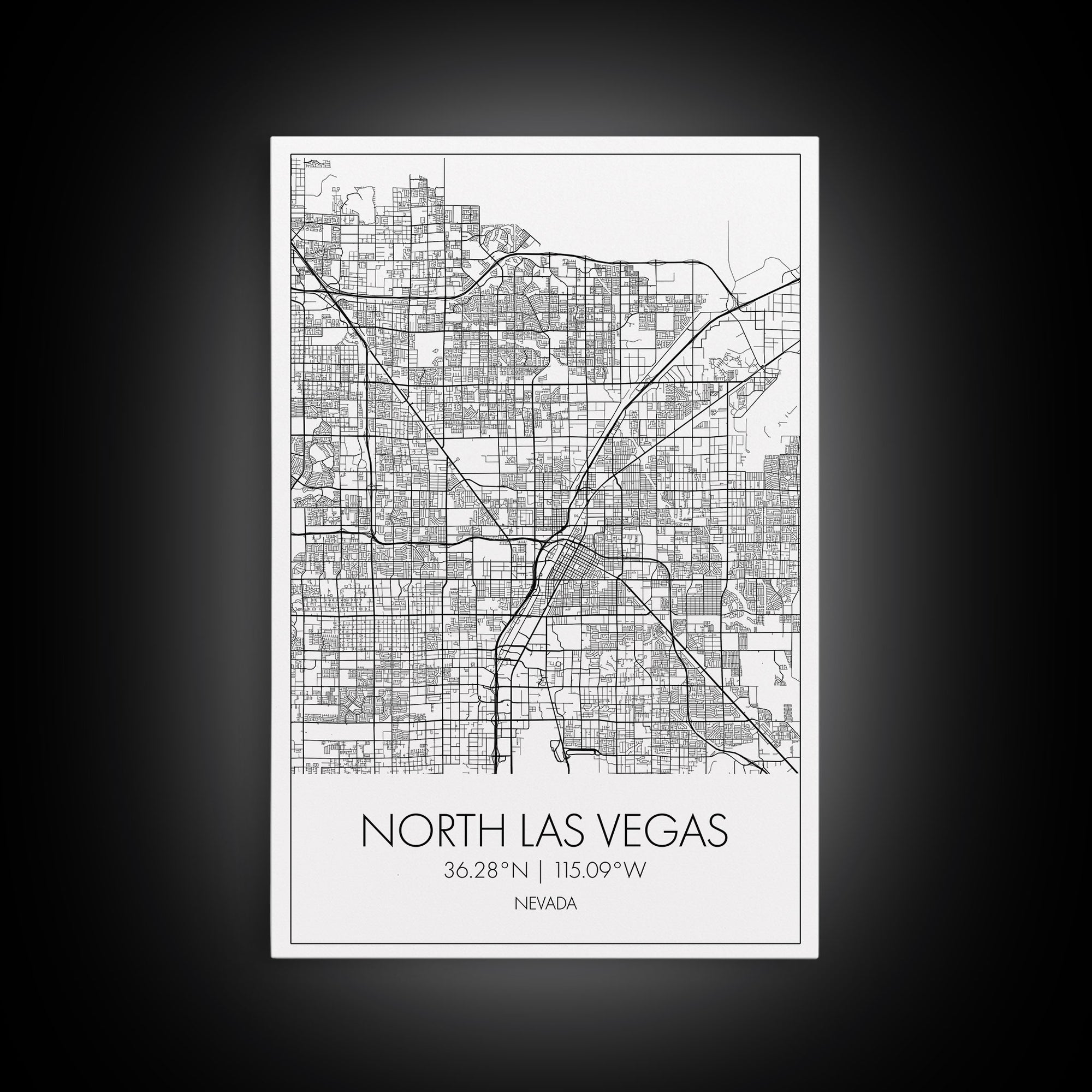 North Las Vegas Street Map, Nevada Map, City Map Art, Modern Art, Wall Art, Canvas Print, Wall Décor Bedroom, Honeymoon Gift,  Travel Art