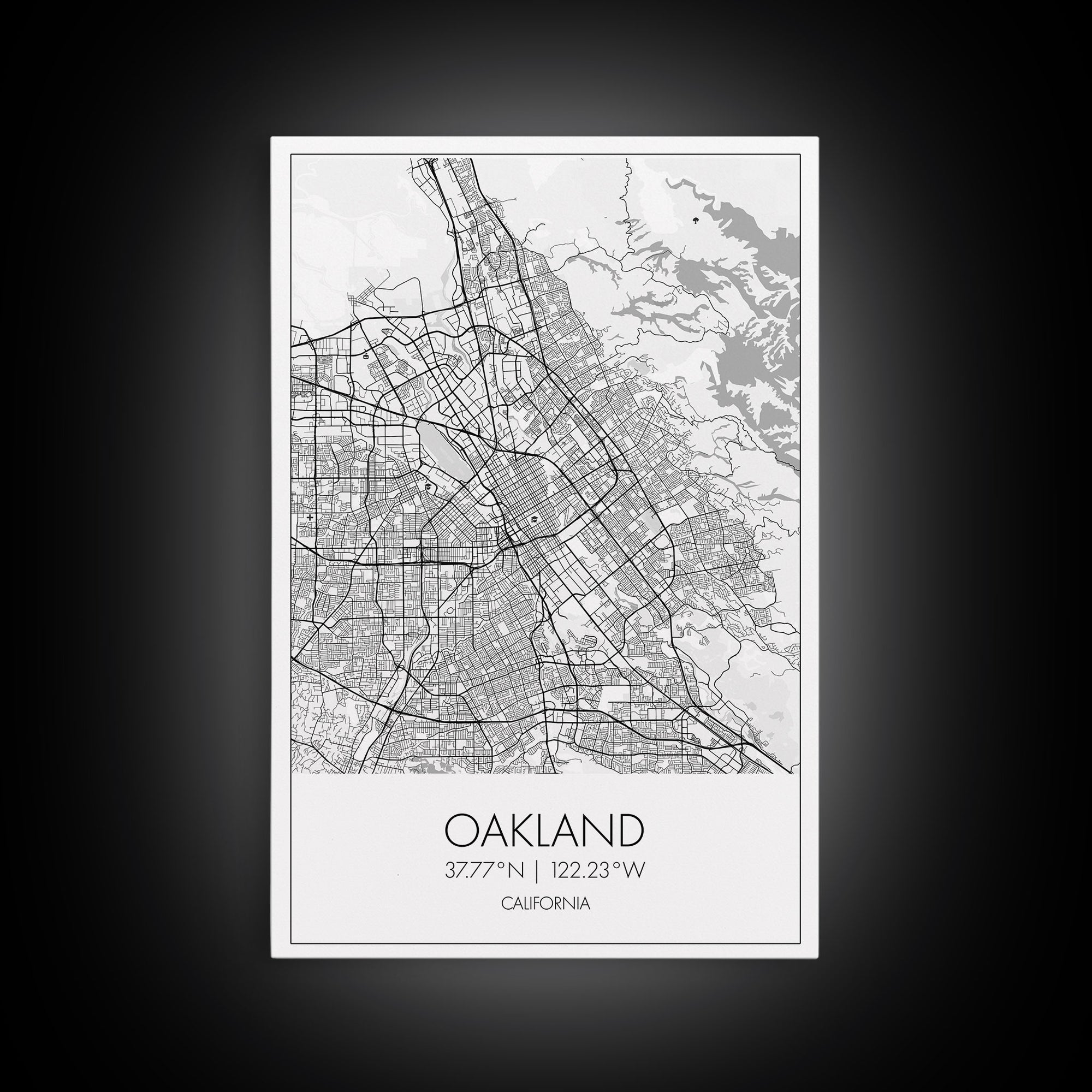 Oakland Street Map, California Map, City Map Art, Modern Art, Wall Art, Canvas Print, Living Room Art, Gift For Her, Adventure Wall Art