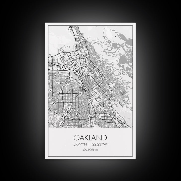 Oakland Street Map, California Map, City Map Art, Modern Art, Wall Art, Canvas Print, Living Room Art, Gift For Her, Adventure Wall Art