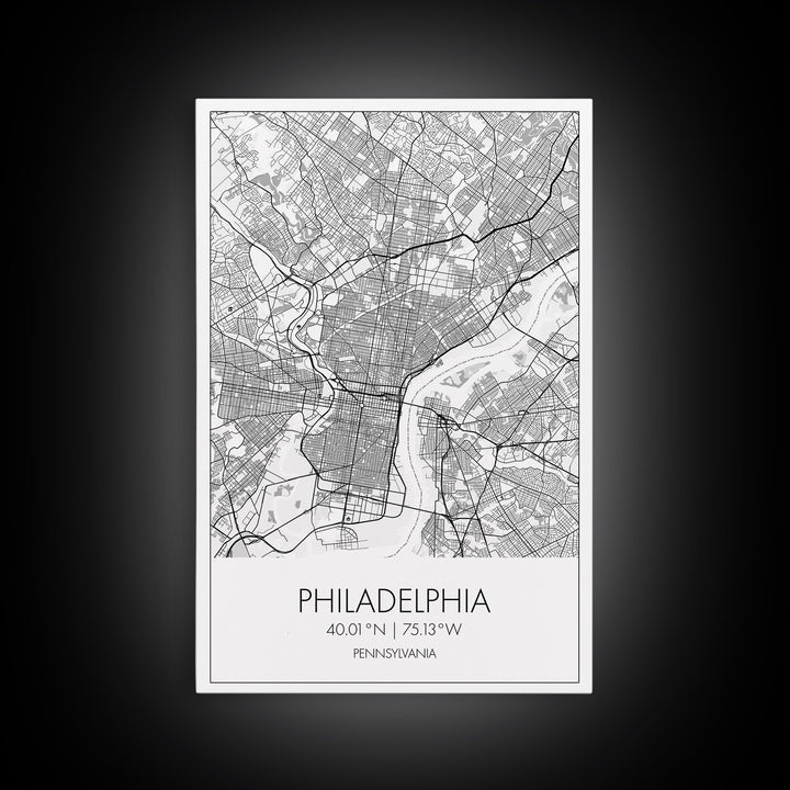 Philadelphia Street Map, Pennsylvania Map, City Map Art, Minimalist Art, Wall Art, Canvas Print, Bedroom Print, Gift For Him, Travel Print