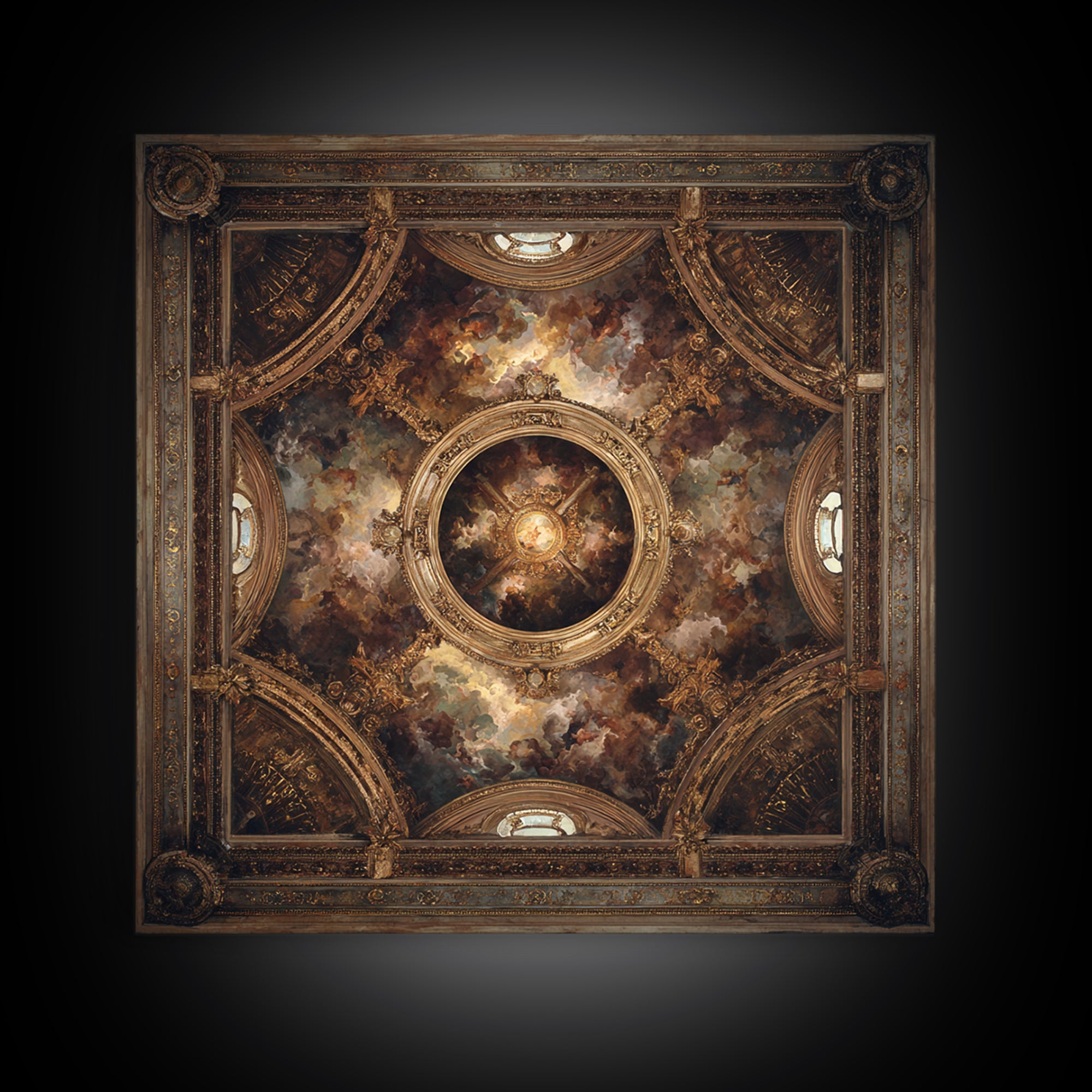 Fresco Celestial Ceiling Composition Canvas Print, Renaissanceinspired Art, Wall Art Print, Living Room Decor, Oil Painting, REN-1x1-15