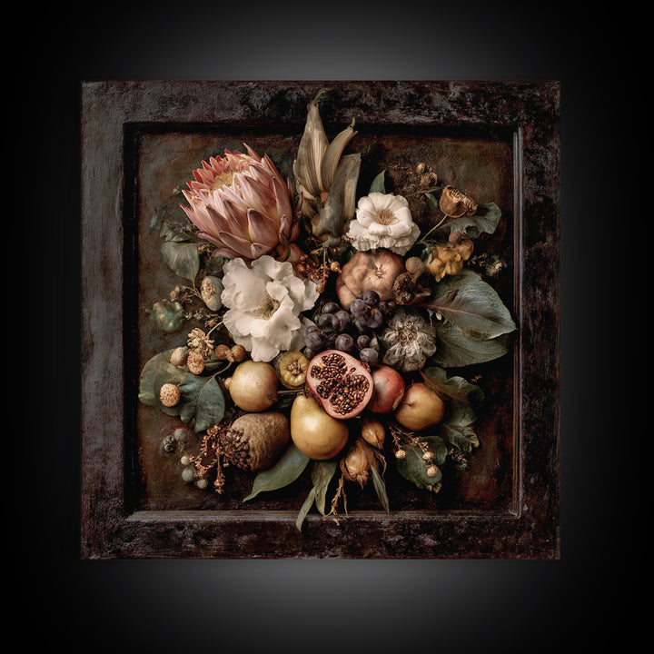 Renaissance Botanical Study Canvas Print, Renaissanceinspired Art, Romantic Art, Living Room Decor, Fine Art, Classic, REN-1x1-55