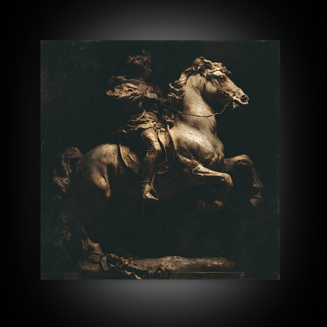 Classical Horse and Rider Canvas Print, Renaissanceinspired Art, Elegant Home Decor, Living Room Decor, Fine Art, Classic, REN-1x1-81