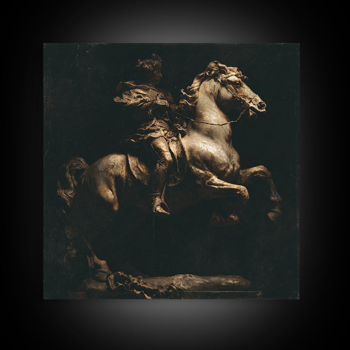 Classical Horse and Rider Canvas Print, Renaissanceinspired Art, Elegant Home Decor, Living Room Decor, Fine Art, Classic, REN-1x1-81