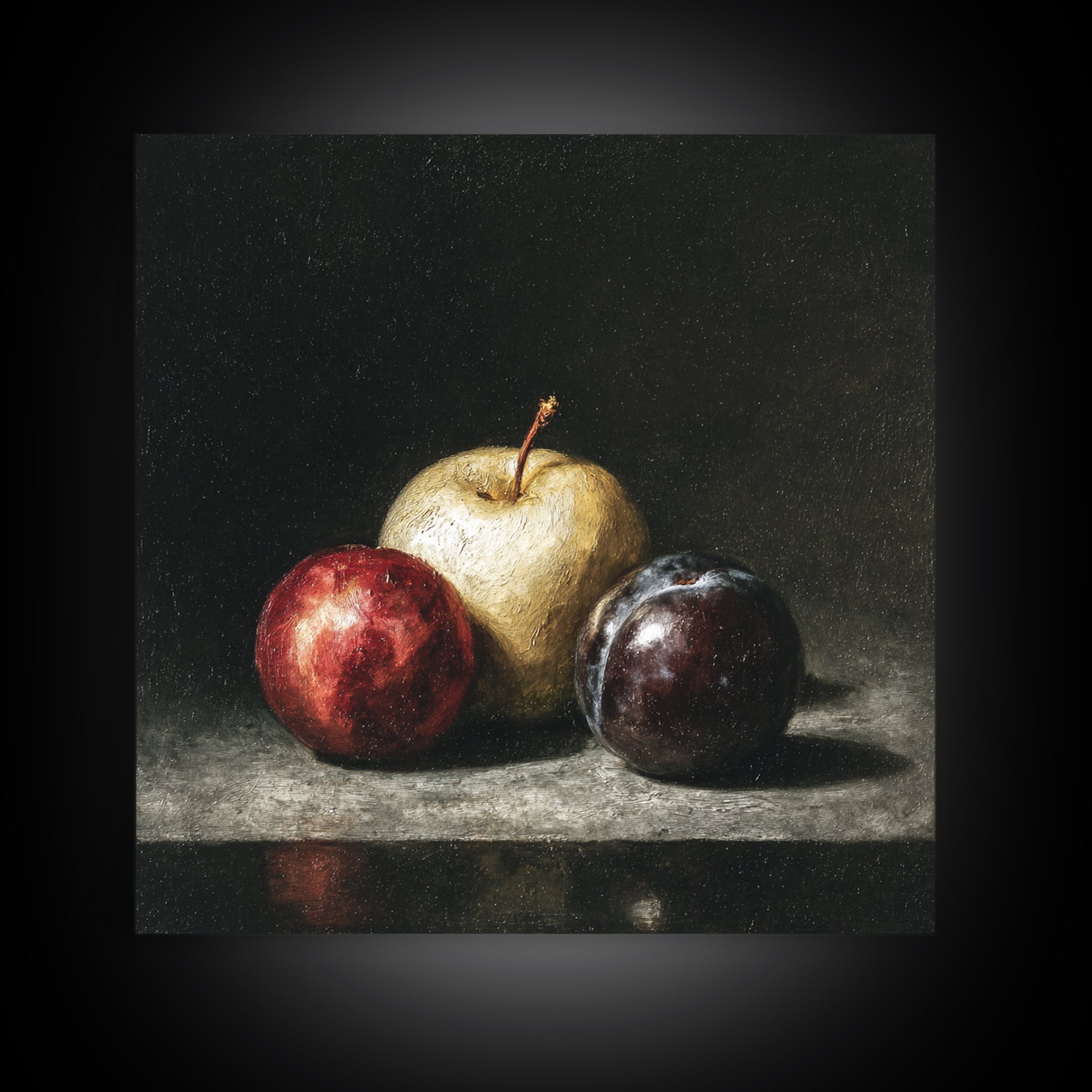 Oil Painted Fruit Still Life on Dark Canvas Print, Renaissanceinspired Art, Art Print, Living Room Decor, Fine Art, Classic, REN-1x1-99