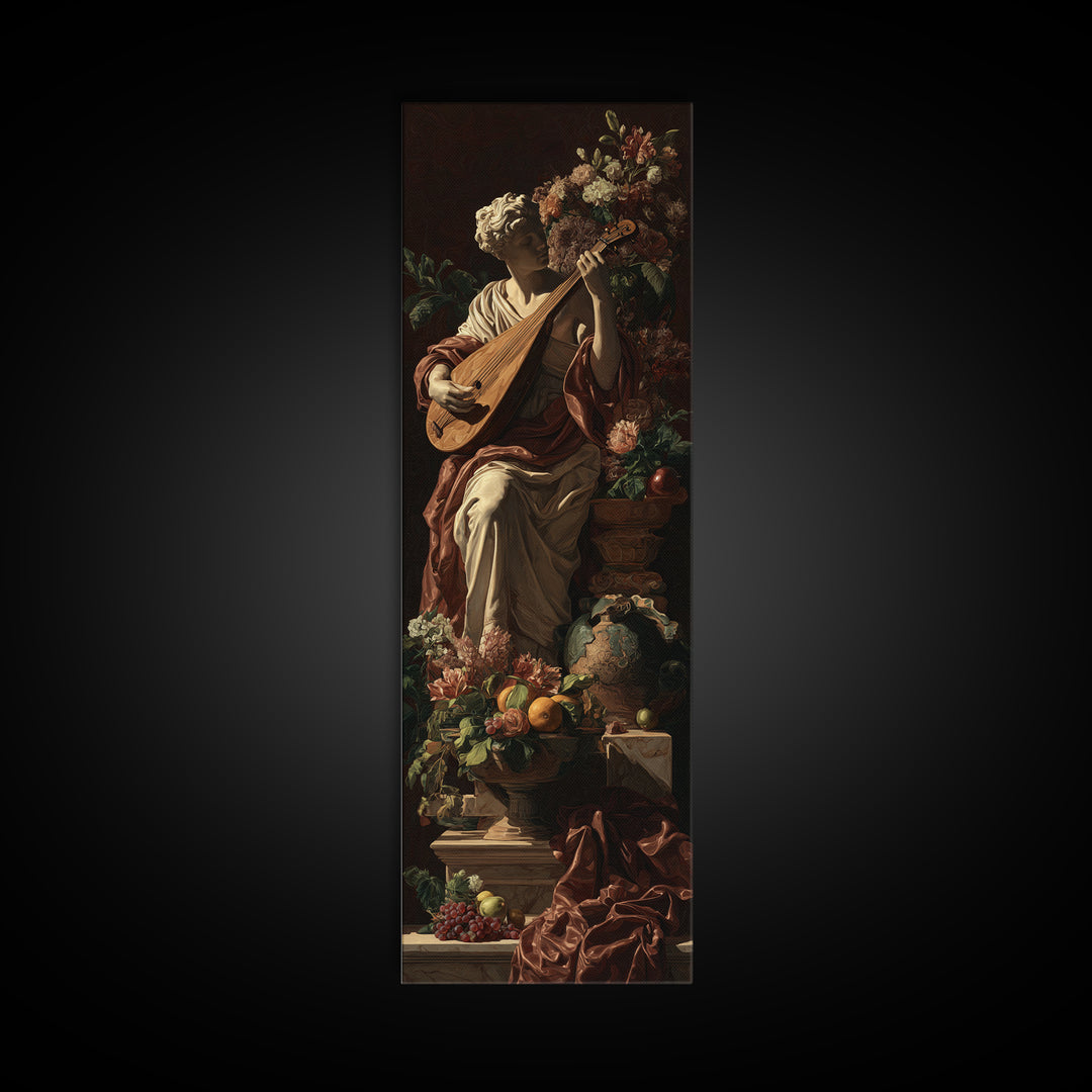 Renaissance Style Musician with Lute Canvas Print, Renaissanceinspired Art, Digital Art, Living Room Decor, Fine Art, Classic, REN-1x3-100
