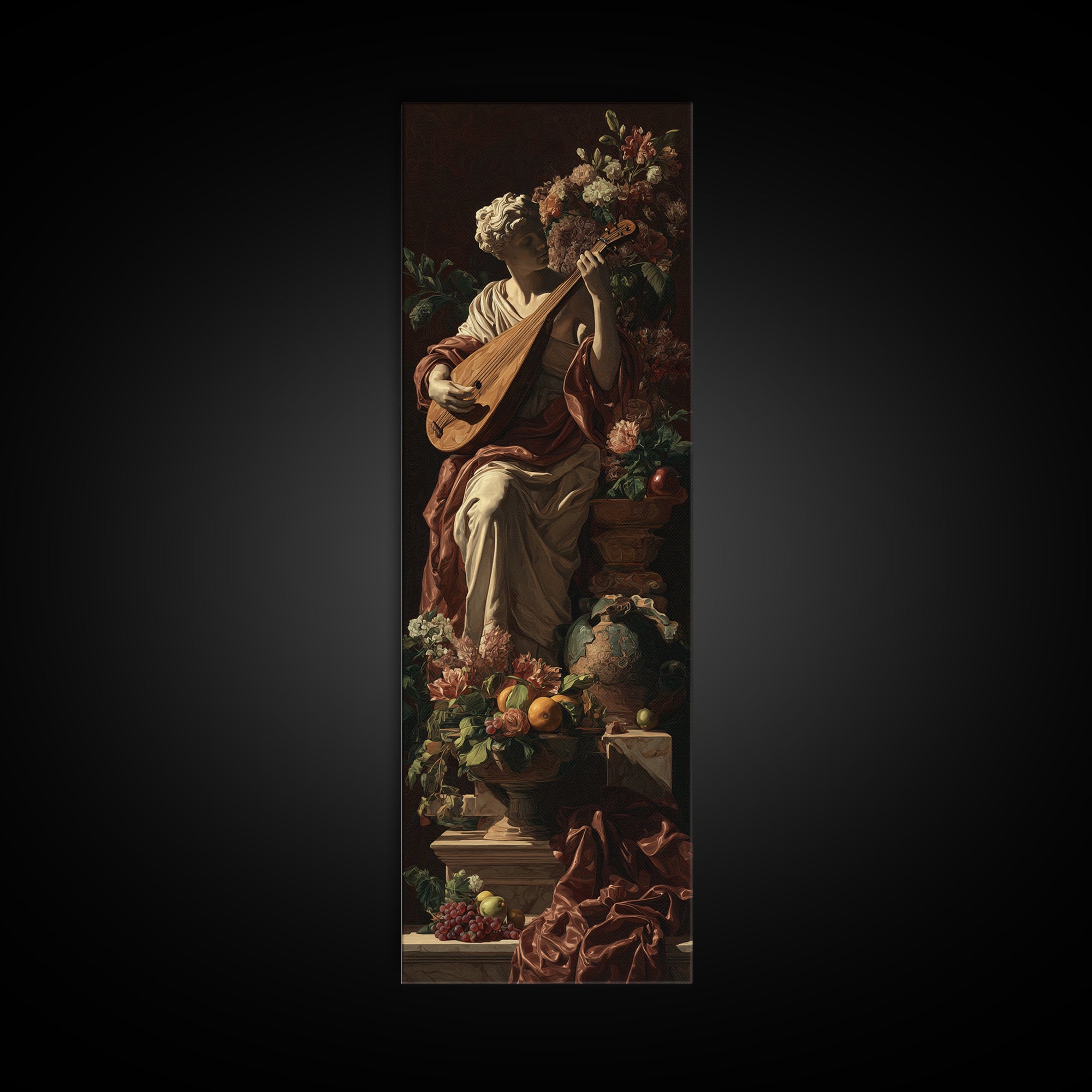 Renaissance Style Musician with Lute Canvas Print, Renaissanceinspired Art, Digital Art, Living Room Decor, Fine Art, Classic, REN-1x3-100
