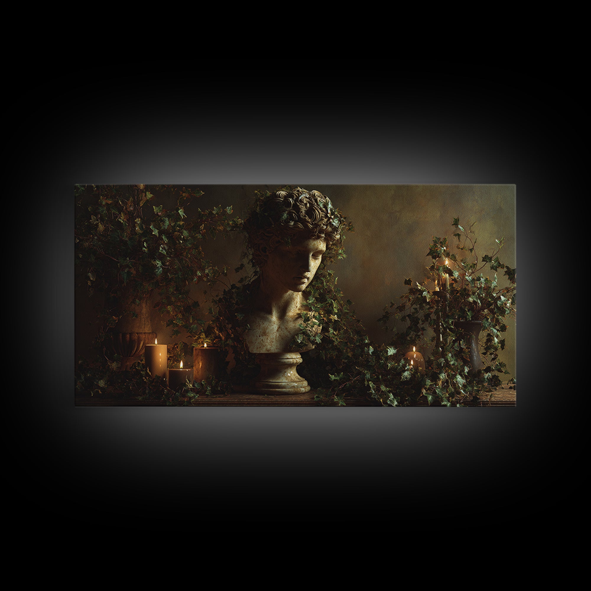 Classical Statue Bust Covered Canvas Print, Renaissanceinspired Art, Unique Wall Art, Living Room Decor, Fine Art, Classic, REN-2x1-63