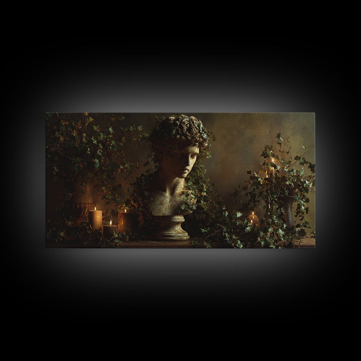 Classical Statue Bust Covered Canvas Print, Renaissanceinspired Art, Unique Wall Art, Living Room Decor, Fine Art, Classic, REN-2x1-63