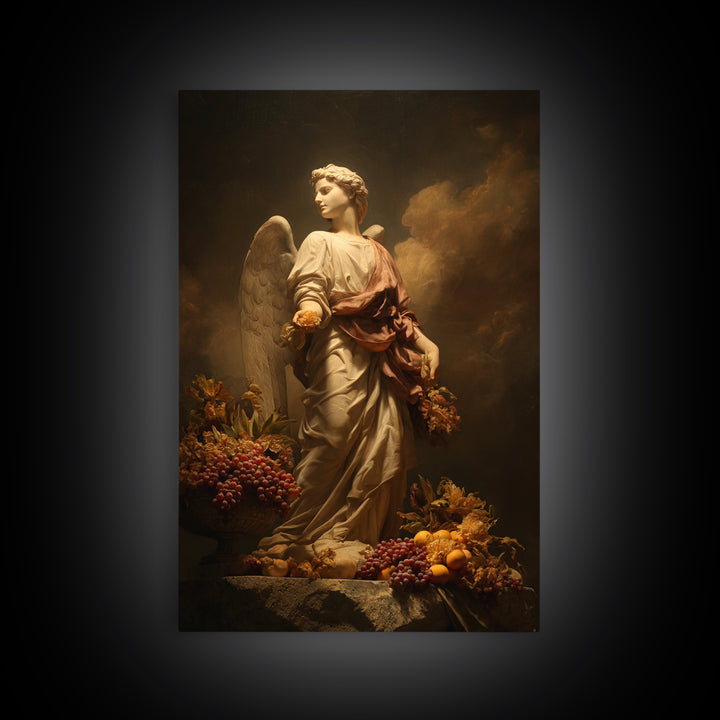 Classical Angel Study Canvas Print, Renaissanceinspired Art, Floral Painting, Living Room Decor, Fine Art, Classic, Art Print, REN-2x3-10