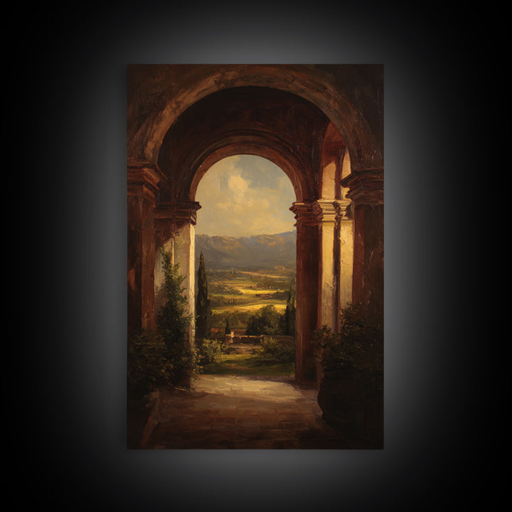 Architectural Arch with Italian Landscape Beyond Canvas Print, Renaissanceinspired Art, Jesus Art, Living Room Decor, Classic, REN-2x3-19