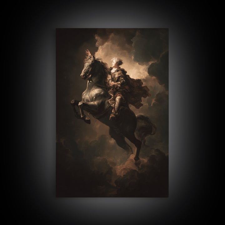 Classical Horse and Rider Framed Canvas Print, Renaissanceinspired Art, Modern Decor, Living Room Decor, Abstract Art, Classic, REN-2x3-41