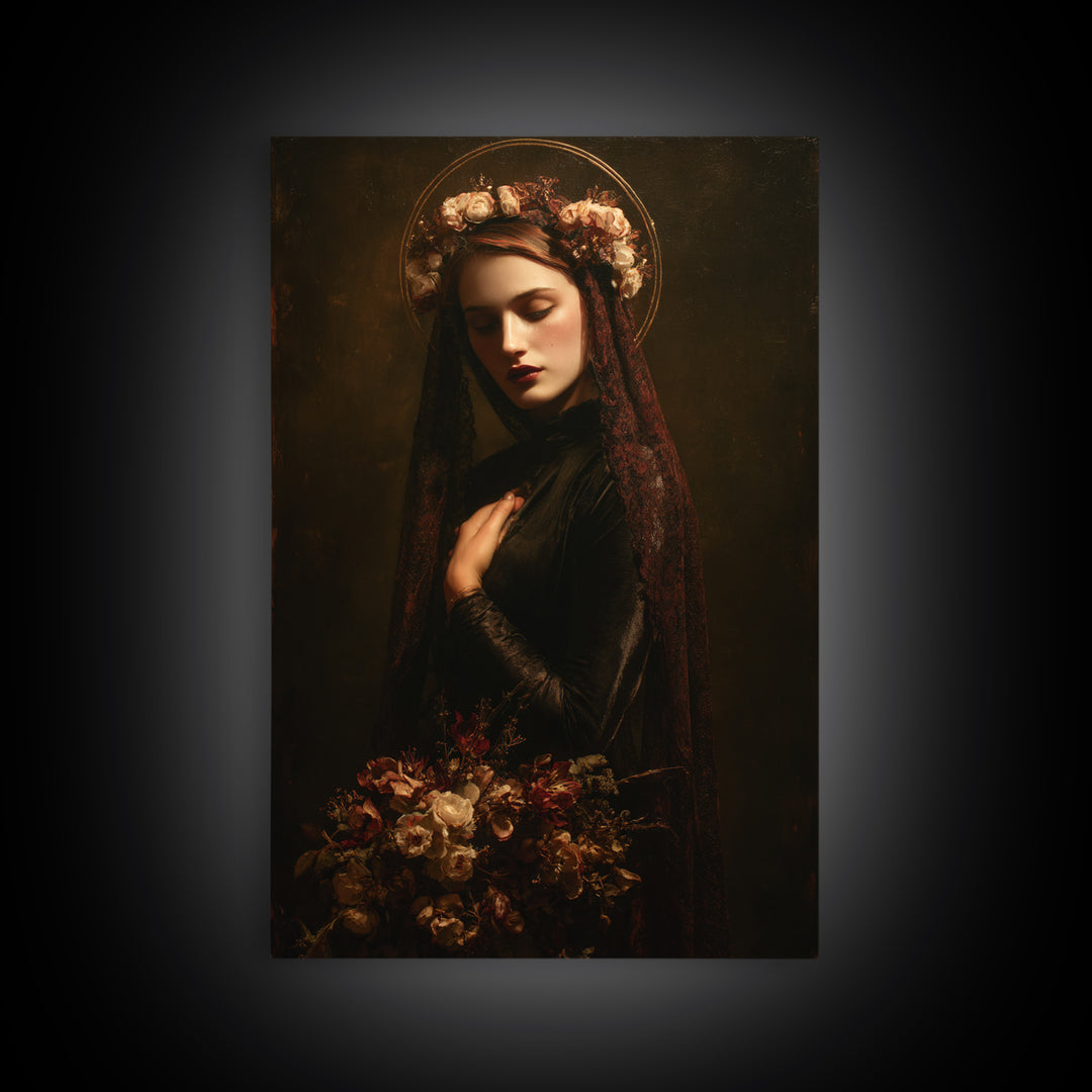 Madonna Like Portrait Canvas Print, Renaissanceinspired Art, Minimalist Decor, Living Room Decor, Fine Art, Classic, Jesus Art, REN-2x3-57