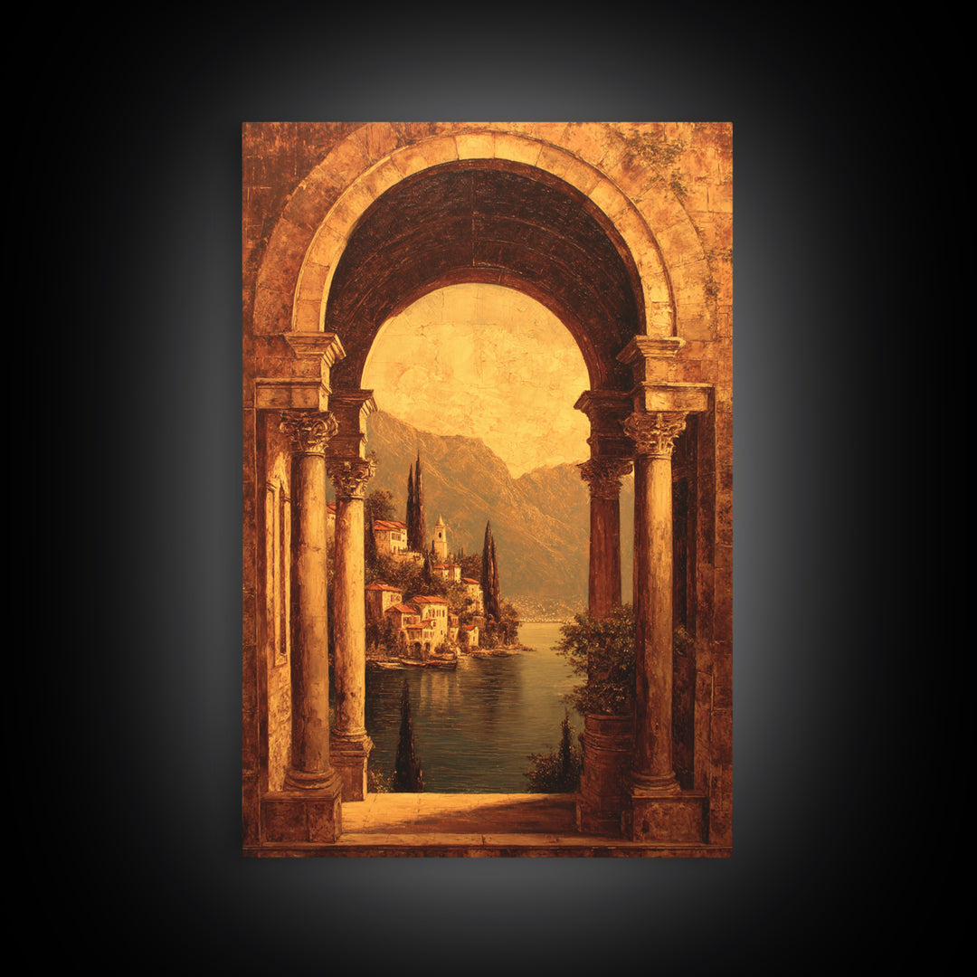 Architectural Arch with Italian Landscape Beyond Canvas Print, Renaissanceinspired Art, Luxury Decor, Living Room Decor, REN-2x3-91