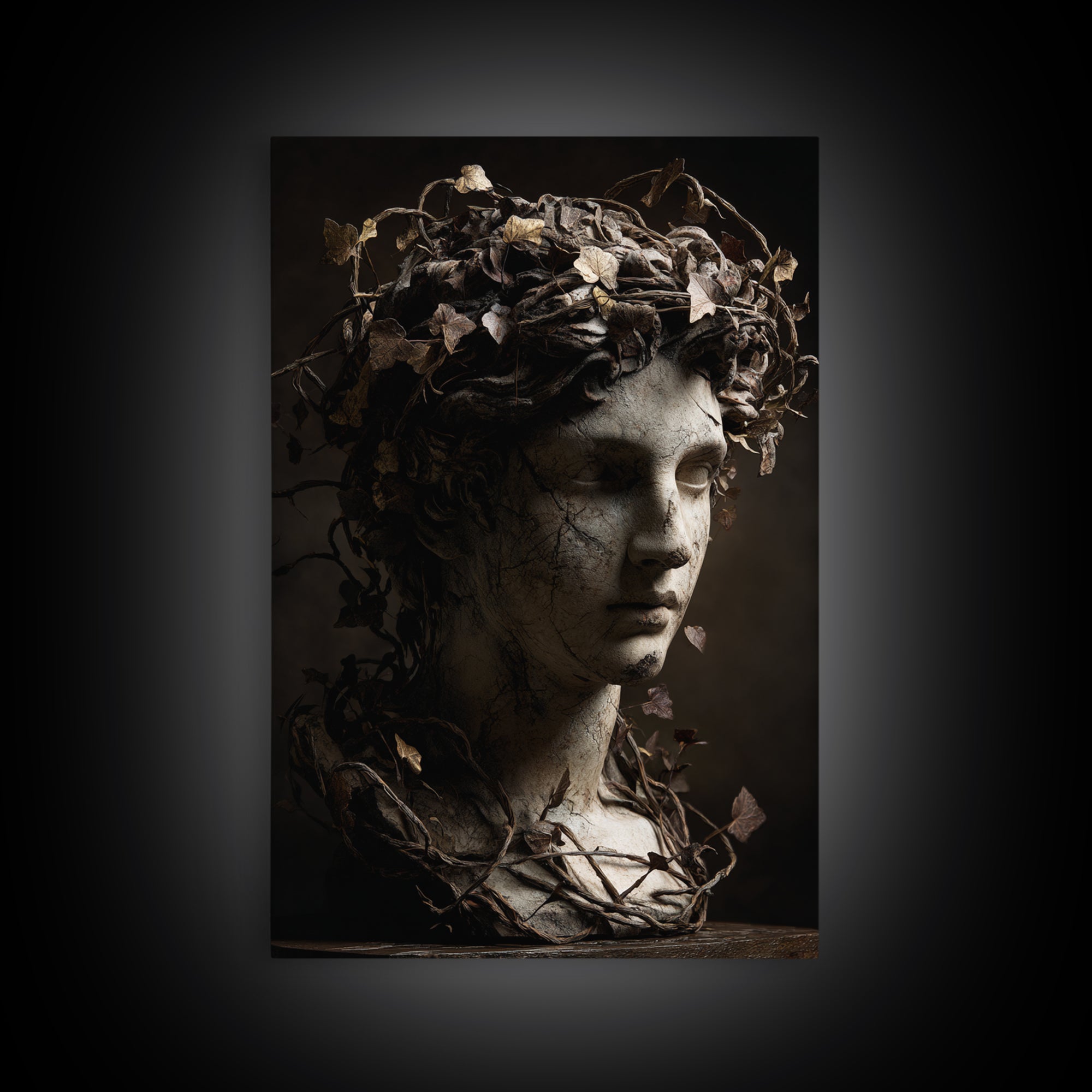Classical Statue Bust Covered Canvas Print, Renaissanceinspired Art, Fine Art Print, Living Room Decor, Fine Art, Classic, REN-2x3-99