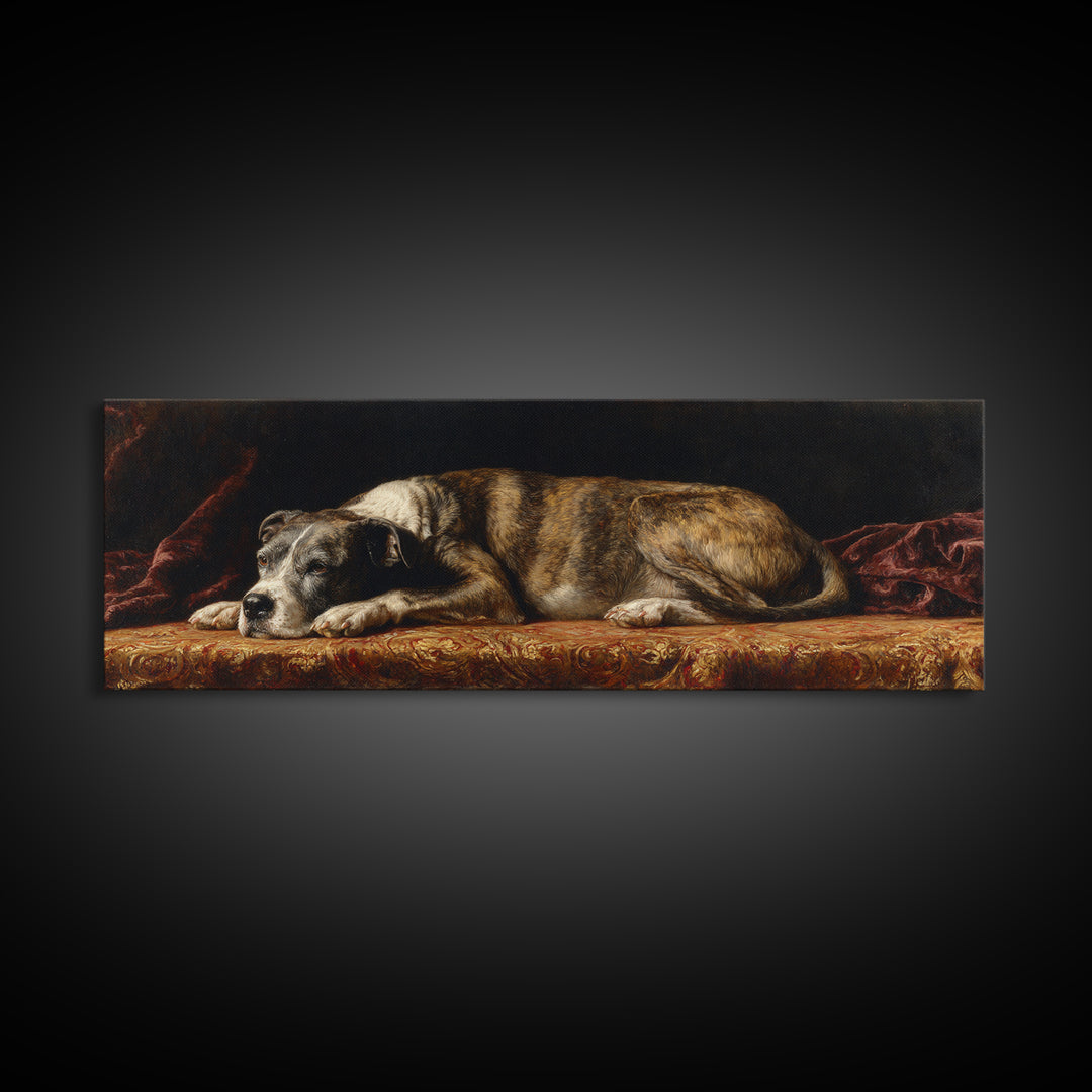 Noble Dog Portrait Canvas Print, Renaissanceinspired Art, Floral Painting, Living Room Decor, Fine Art, Classic, Art Print, REN-3x1-36