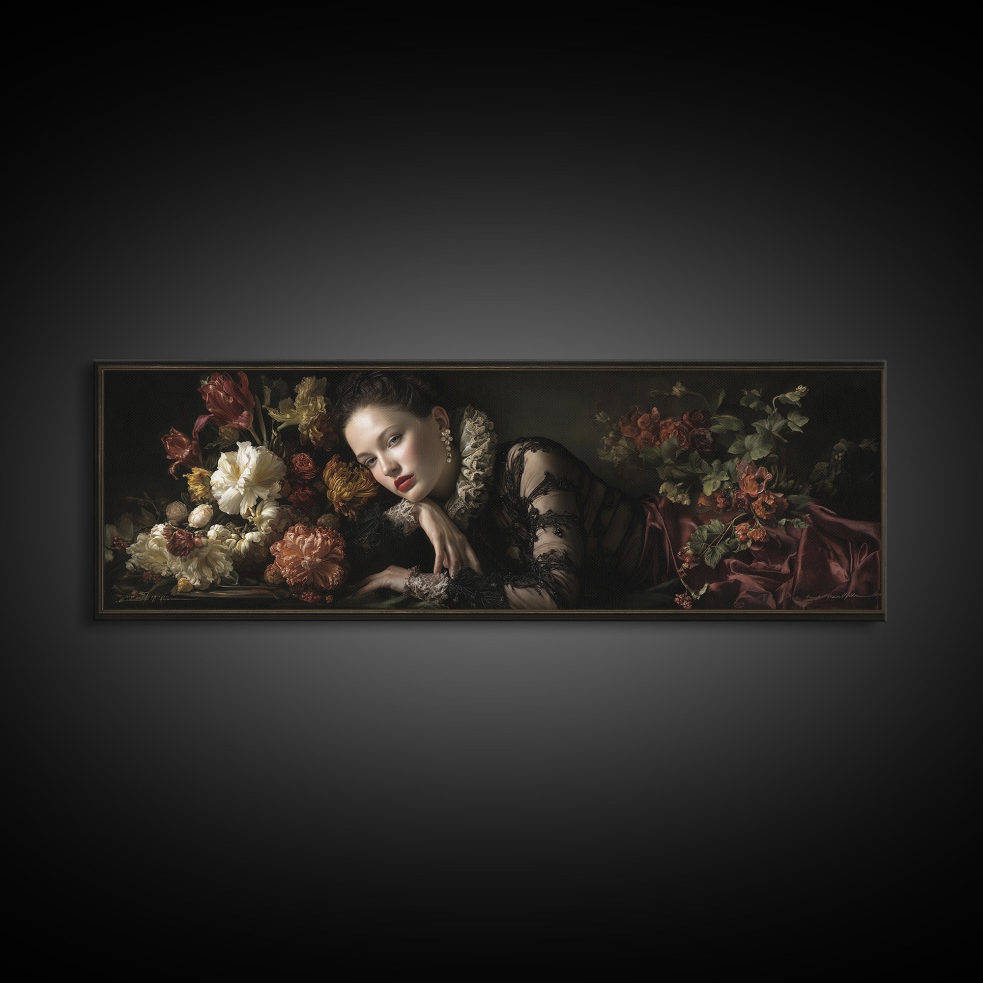 Madonna Like Portrait Canvas Print, Renaissanceinspired Art, Unique Wall Art, Living Room Decor, Classic, Mosaic Wall Art, REN-3x1-41