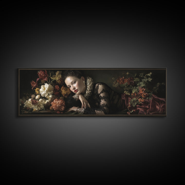 Madonna Like Portrait Canvas Print, Renaissanceinspired Art, Unique Wall Art, Living Room Decor, Classic, Mosaic Wall Art, REN-3x1-41