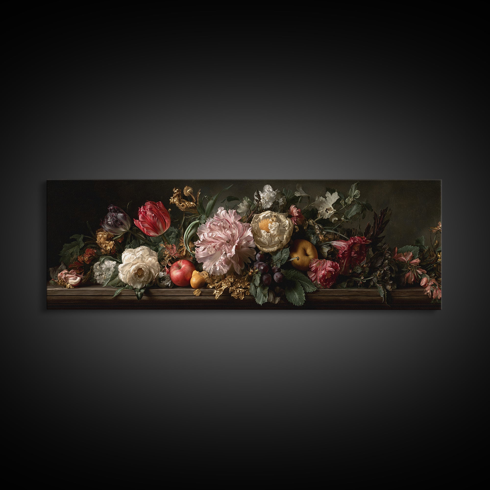 Renaissance Botanical Study Canvas Print, Renaissanceinspired Art, Digital Art, Living Room Decor, Oil Painting, Classic, REN-3x1-71
