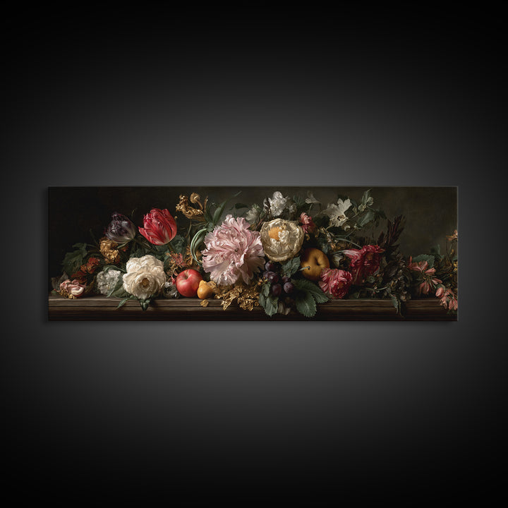 Renaissance Botanical Study Canvas Print, Renaissanceinspired Art, Digital Art, Living Room Decor, Oil Painting, Classic, REN-3x1-71