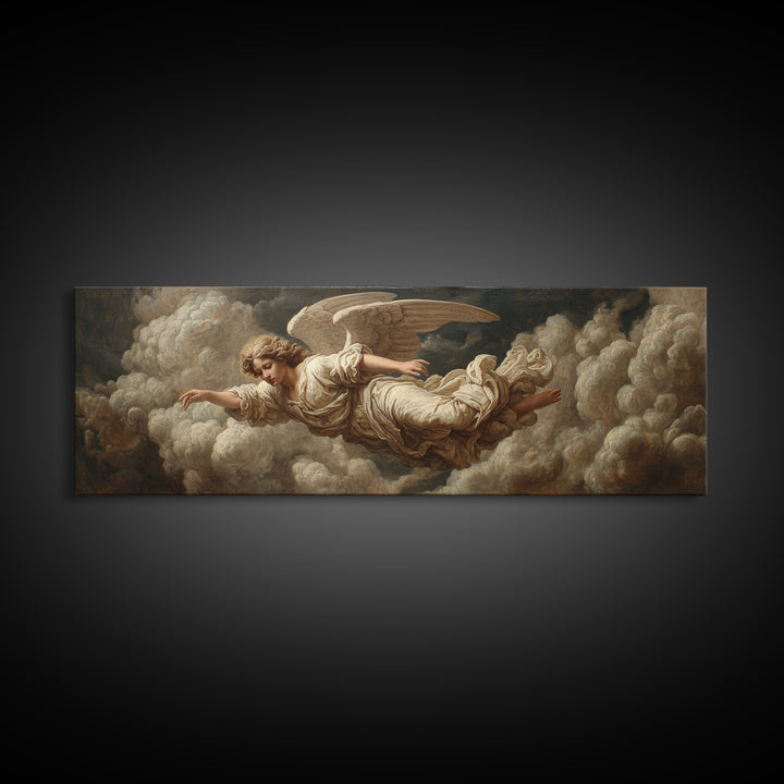 Classical Angel Study Framed Canvas Print, Renaissanceinspired Art, Jesus Art, Living Room Decor, Classic, Fantasy Decor, REN-3x1-90