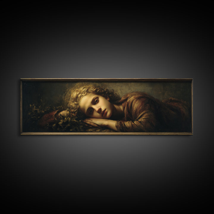 Gold Halo Portrait Canvas Print, Renaissanceinspired Art, Medieval Decor, Living Room Decor, Classic, Elegant Home Decor, REN-3x1-93