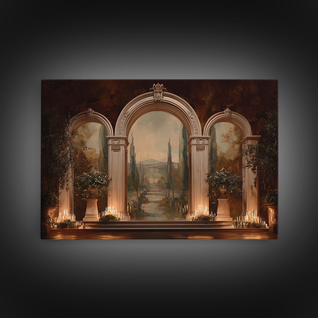 Architectural Arch with Italian Landscape Beyond Canvas Print, Renaissanceinspired Art, Jesus Art, Living Room Decor, Classic, REN-3x2-39