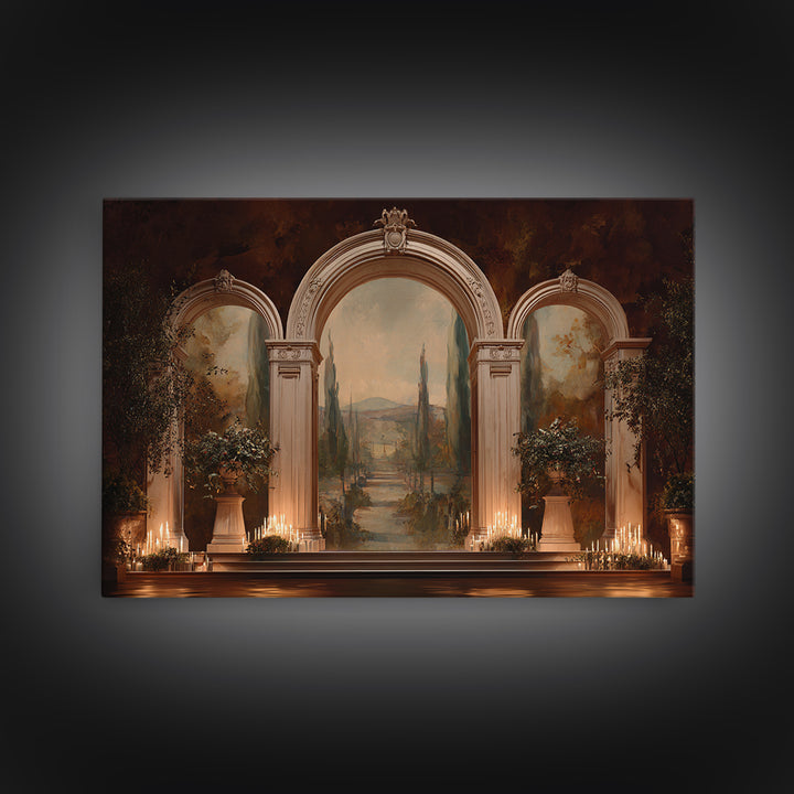 Architectural Arch with Italian Landscape Beyond Canvas Print, Renaissanceinspired Art, Jesus Art, Living Room Decor, Classic, REN-3x2-39