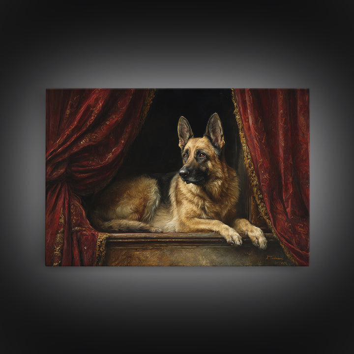 Noble Dog Portrait Canvas Print, Renaissanceinspired Art, Celestial Decor, Living Room Decor, Fine Art, Classic, Yoga Wall Art, REN-3x2-72