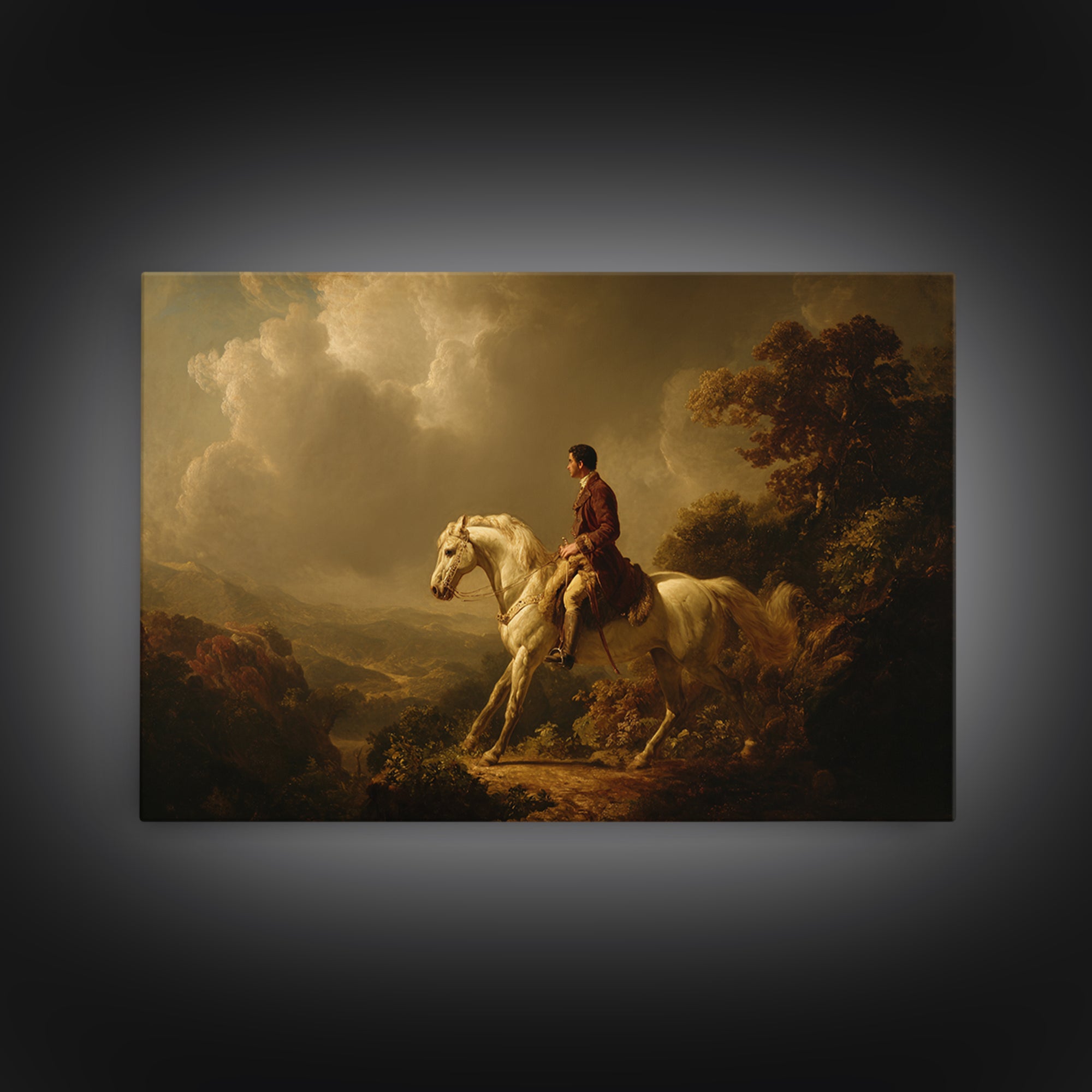 Classical Horse and Rider Framed Canvas Print, Renaissanceinspired Art, Cat Art, Living Room Decor, Fine Art, Classic, REN-3x2-85