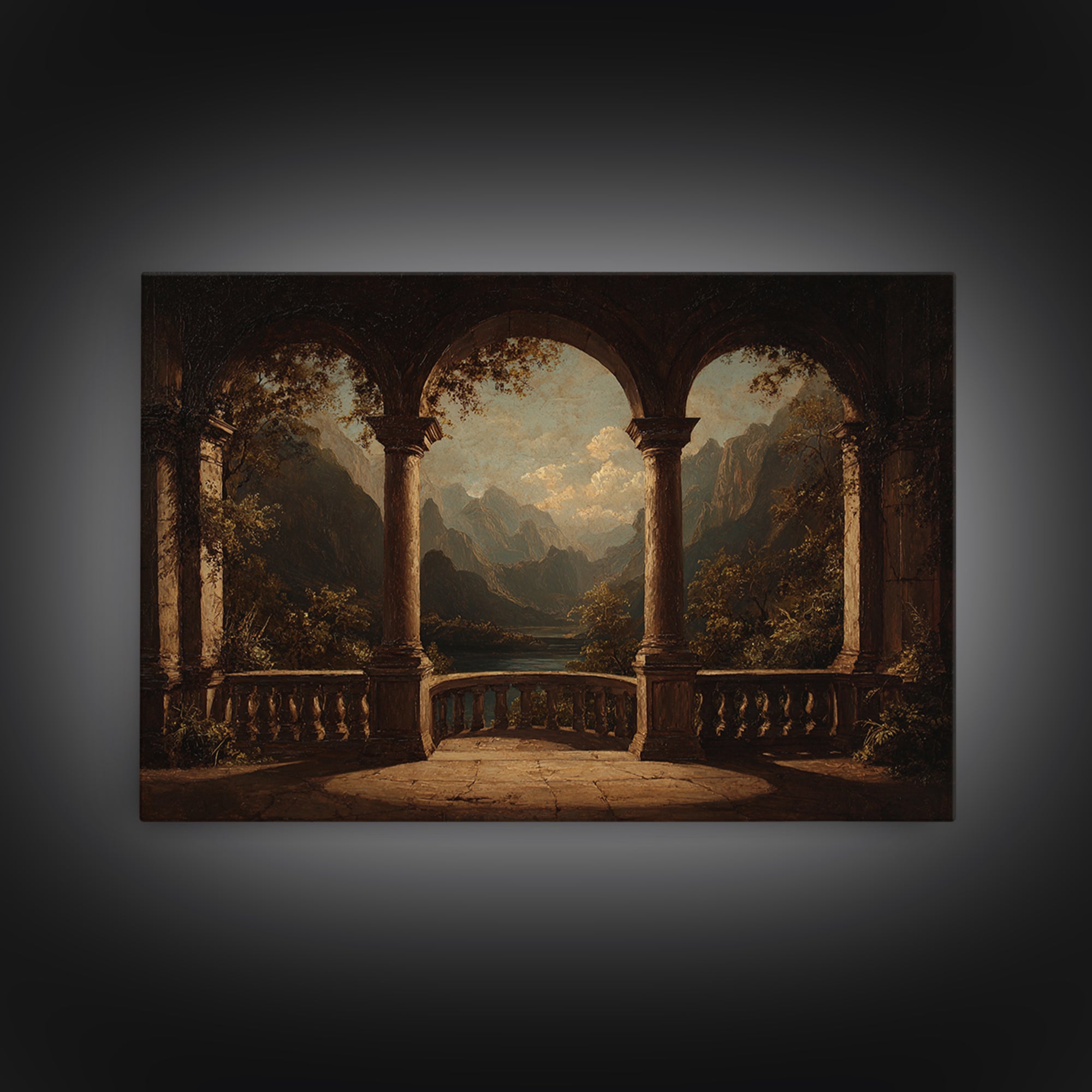 Architectural Arch with Italian Landscape Beyond Canvas Print, Renaissanceinspired Art, Jesus Art, Living Room Decor, Classic, REN-3x2-87