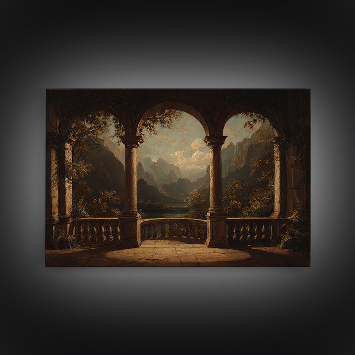 Architectural Arch with Italian Landscape Beyond Canvas Print, Renaissanceinspired Art, Jesus Art, Living Room Decor, Classic, REN-3x2-87