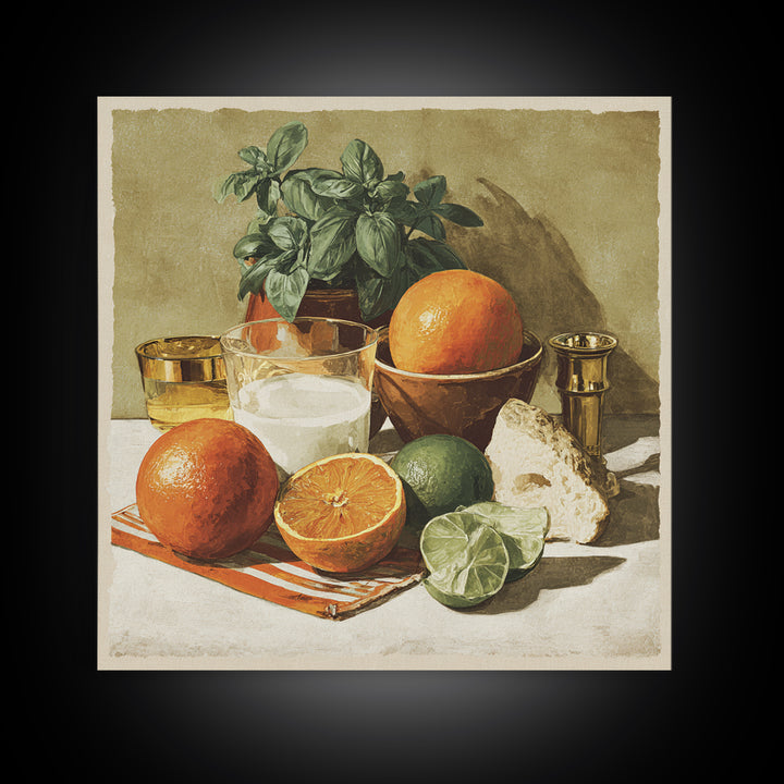 Cocktail and Citrus Bar Composition Framed Canvas Print, Restaurant Art, Printable Art, Restaurant Decor, Fine Art, Bistro, RES-1x1-11