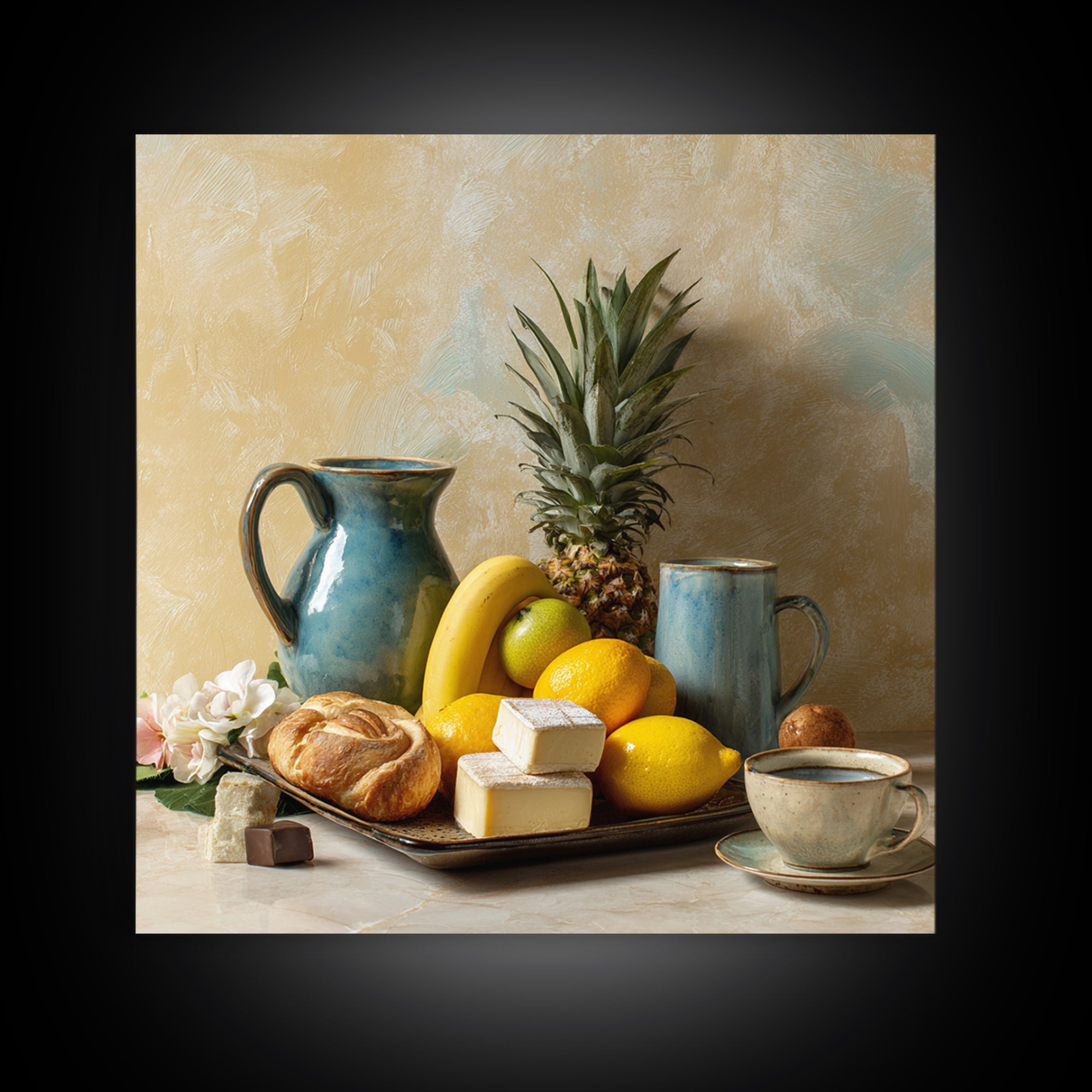 Tropical Fruit Platter Canvas Print, Restaurant Art, Wall Art Print, Restaurant Decor, Fine Art, Bistro, Modern Decor, RES-1x1-18