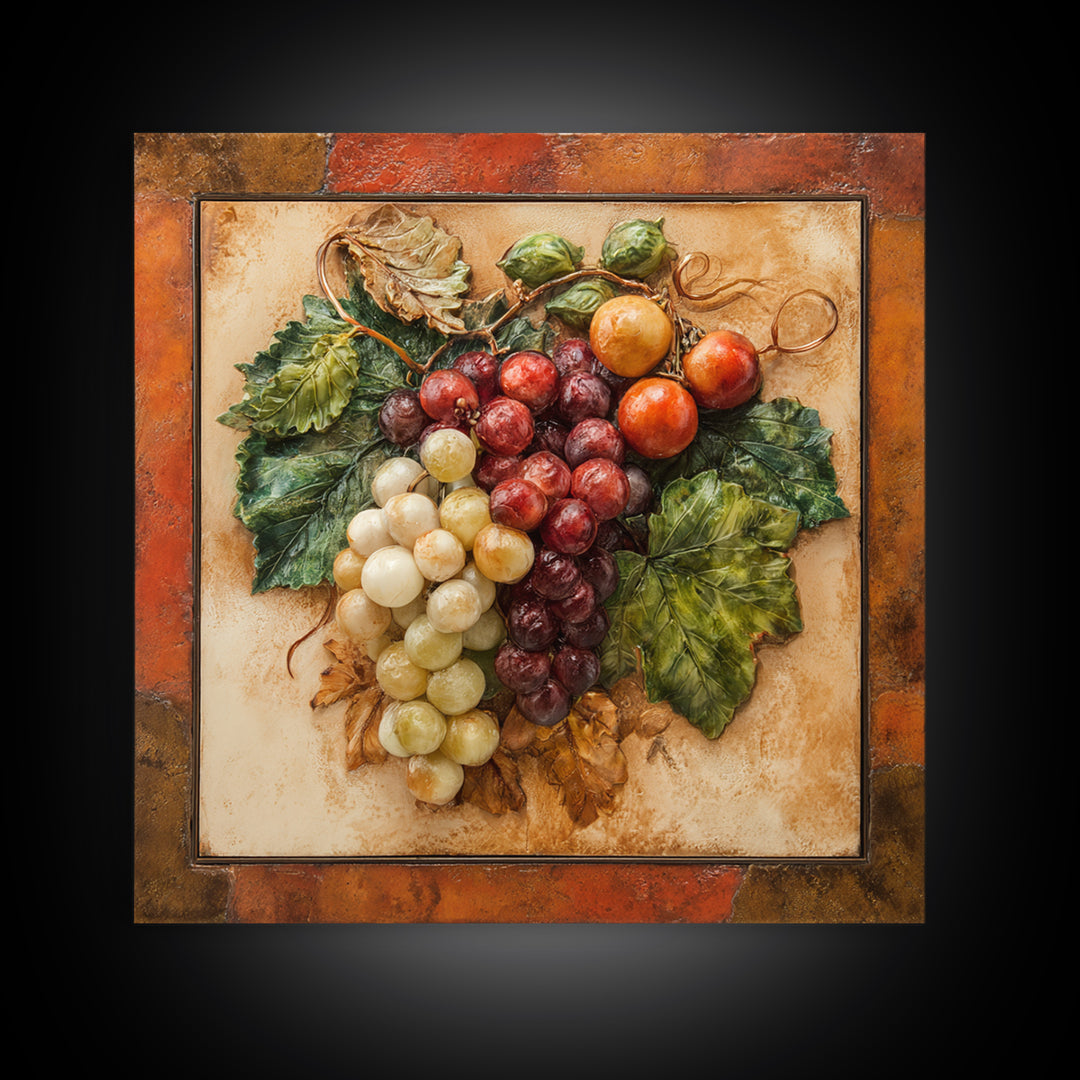Wine Grapevine Botanical Study Framed Canvas Print, Restaurant Art, Wall Art Print, Restaurant Decor, Fine Art, Bistro, RES-1x1-39