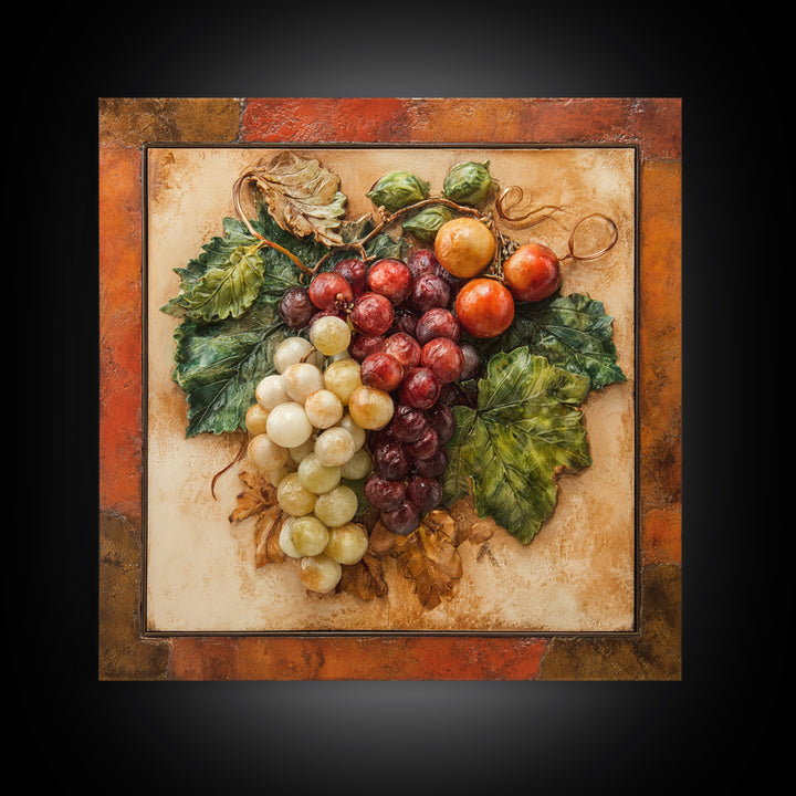 Wine Grapevine Botanical Study Framed Canvas Print, Restaurant Art, Wall Art Print, Restaurant Decor, Fine Art, Bistro, RES-1x1-39