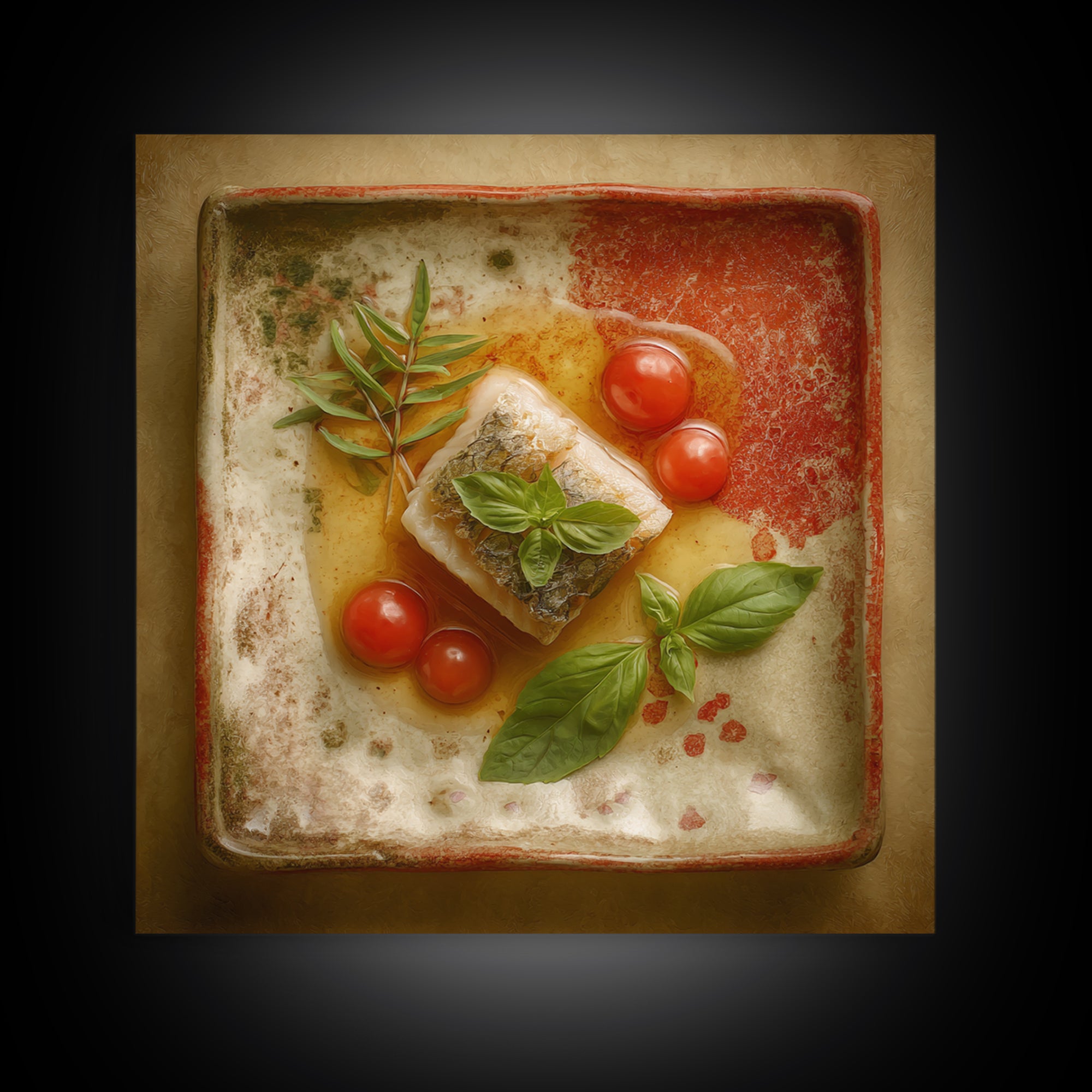 Sushi Fish and Ceramic Plate Composition Canvas Print, Restaurant Art, Fine Art Print, Restaurant Decor, Fine Art, Bistro, RES-1x1-5