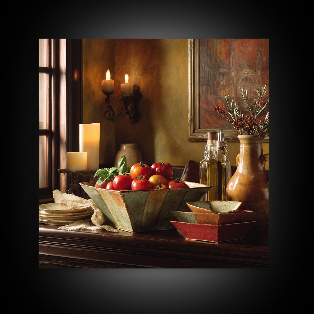 Classic Fruit Bowl Framed Canvas Print, Restaurant Art, Living Room Decor, Restaurant Decor, Fine Art, Bistro, Gallery Decor, RES-1x1-52