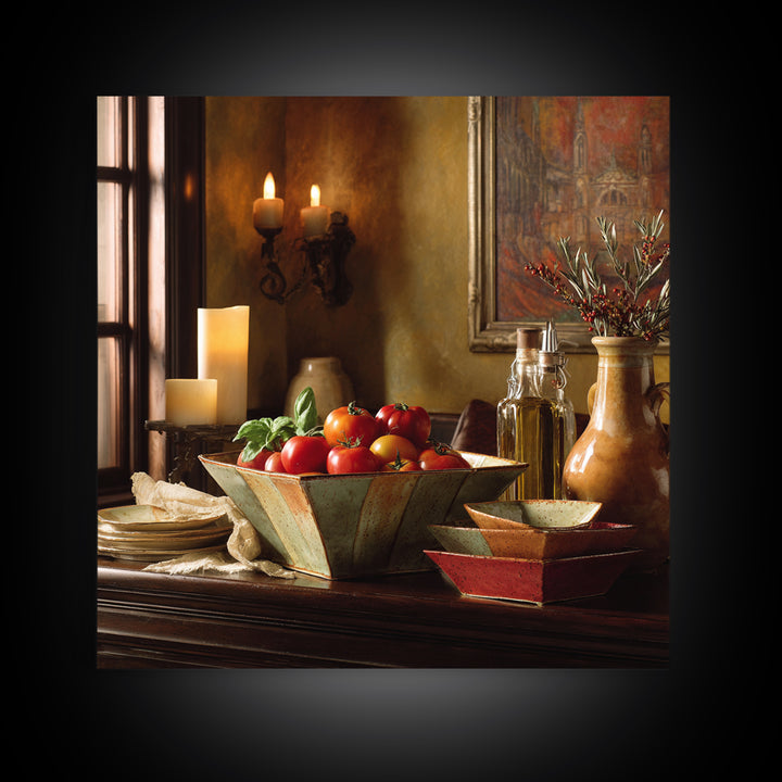Classic Fruit Bowl Framed Canvas Print, Restaurant Art, Living Room Decor, Restaurant Decor, Fine Art, Bistro, Gallery Decor, RES-1x1-52