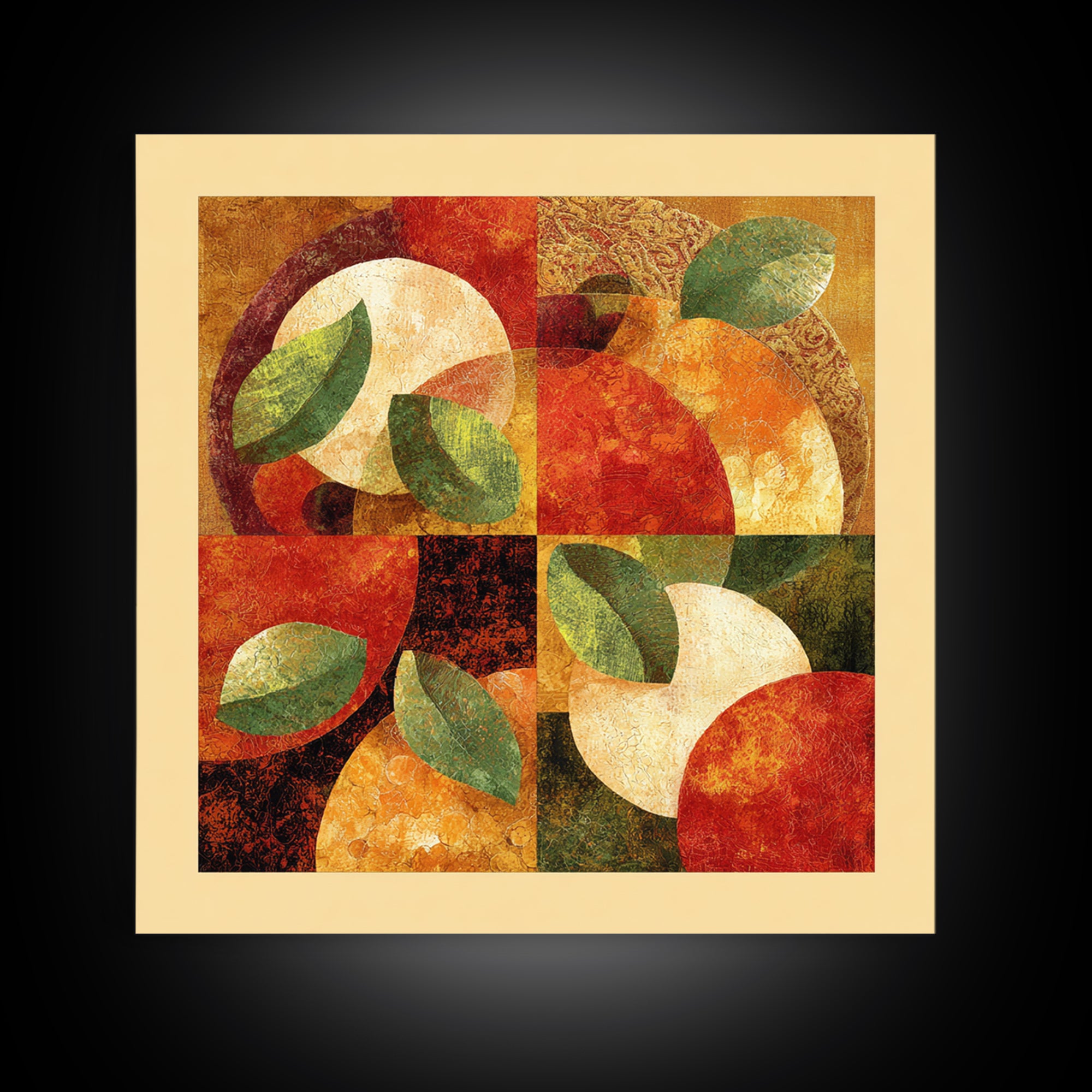 Abstract Appetite Friendly Red and Orange Shapes Canvas Print, Restaurant Art, Restaurant Decor, Abstract Art, Bistro, RES-1x1-89